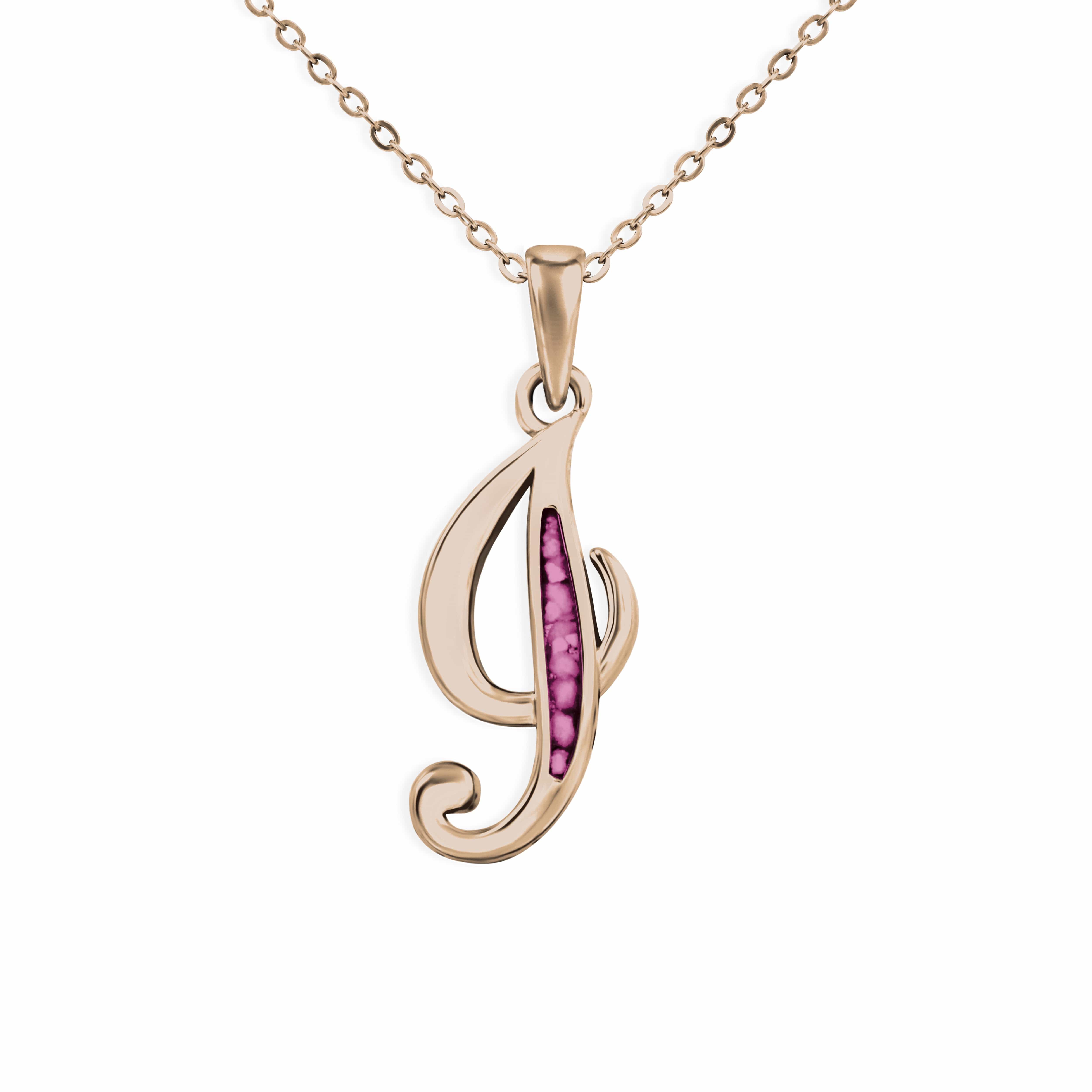 EverWith Alphabet Memorial Ashes Pendant - Letter I 9k Rose Gold Violet