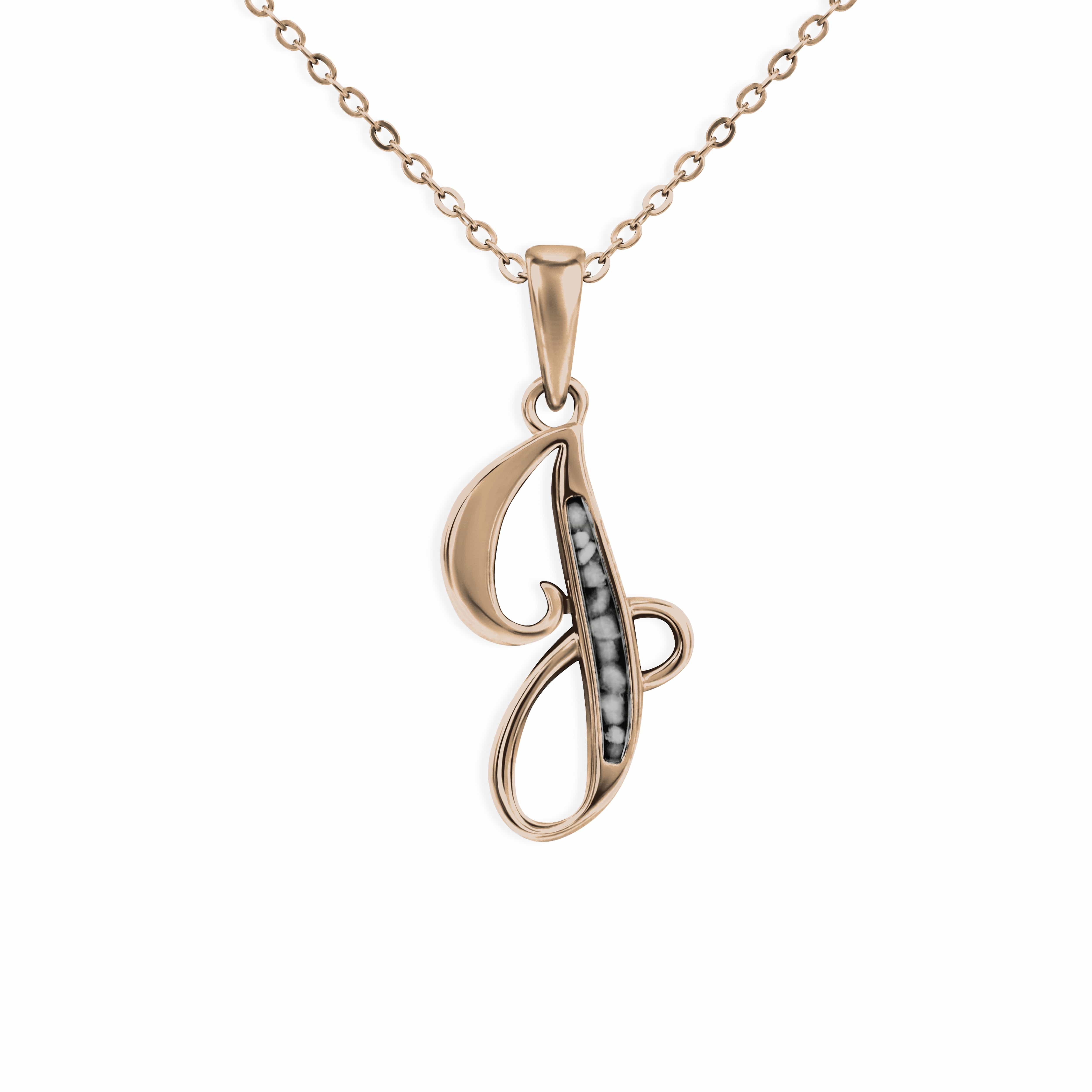 EverWith Alphabet Memorial Ashes Pendant - Letter J 9k Rose Gold Black