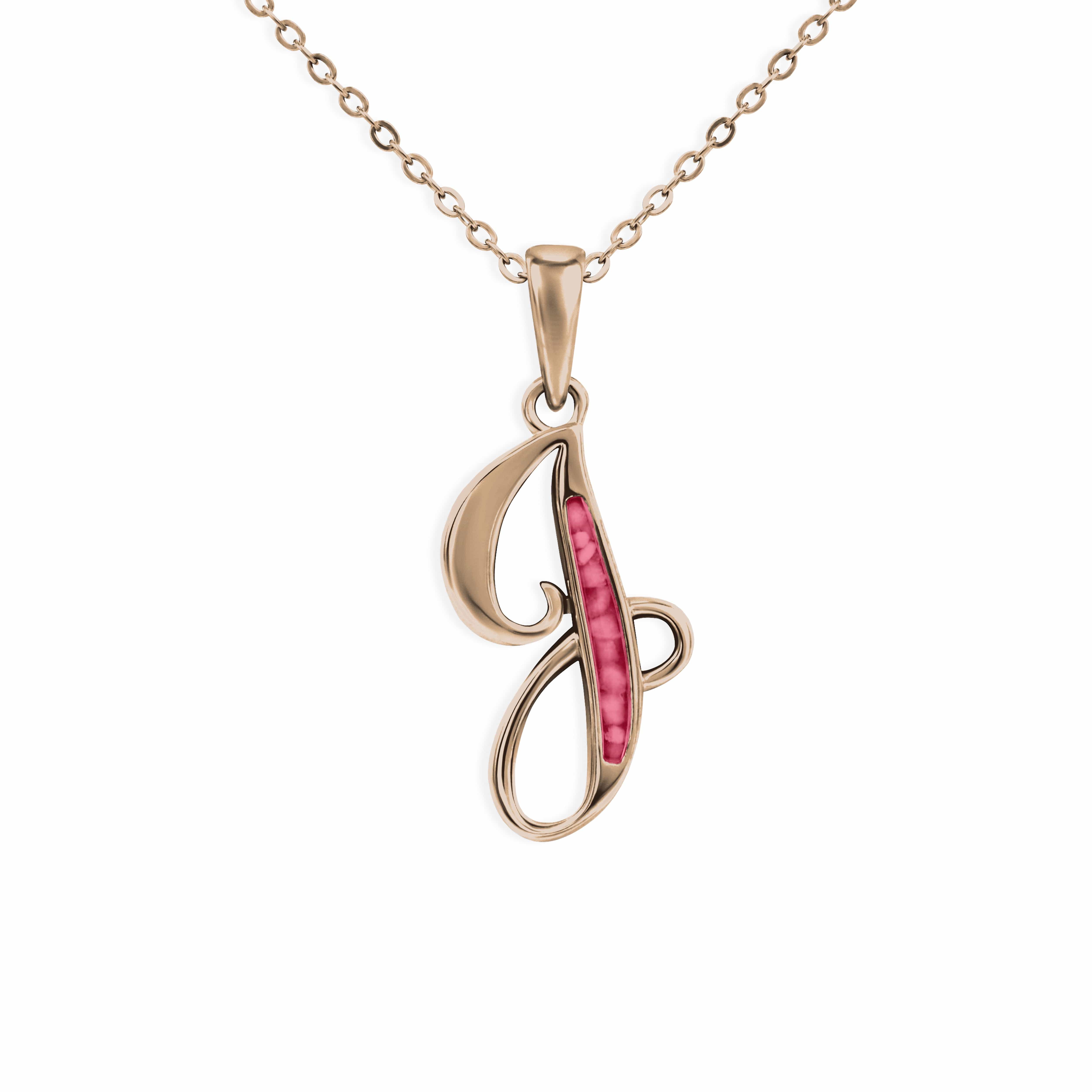 EverWith Alphabet Memorial Ashes Pendant - Letter J 9k Rose Gold Red