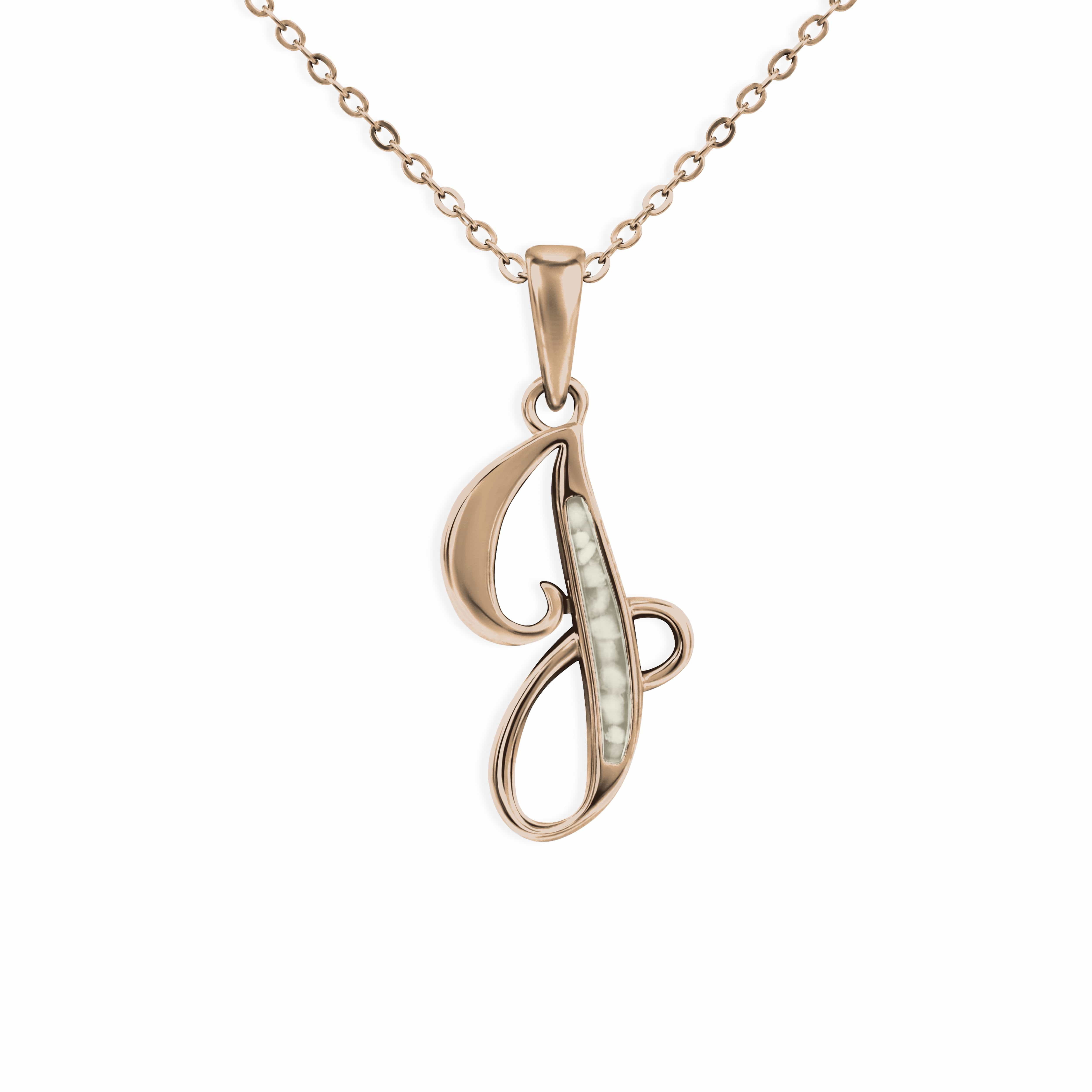 EverWith Alphabet Memorial Ashes Pendant - Letter J 9k Rose Gold Transparent