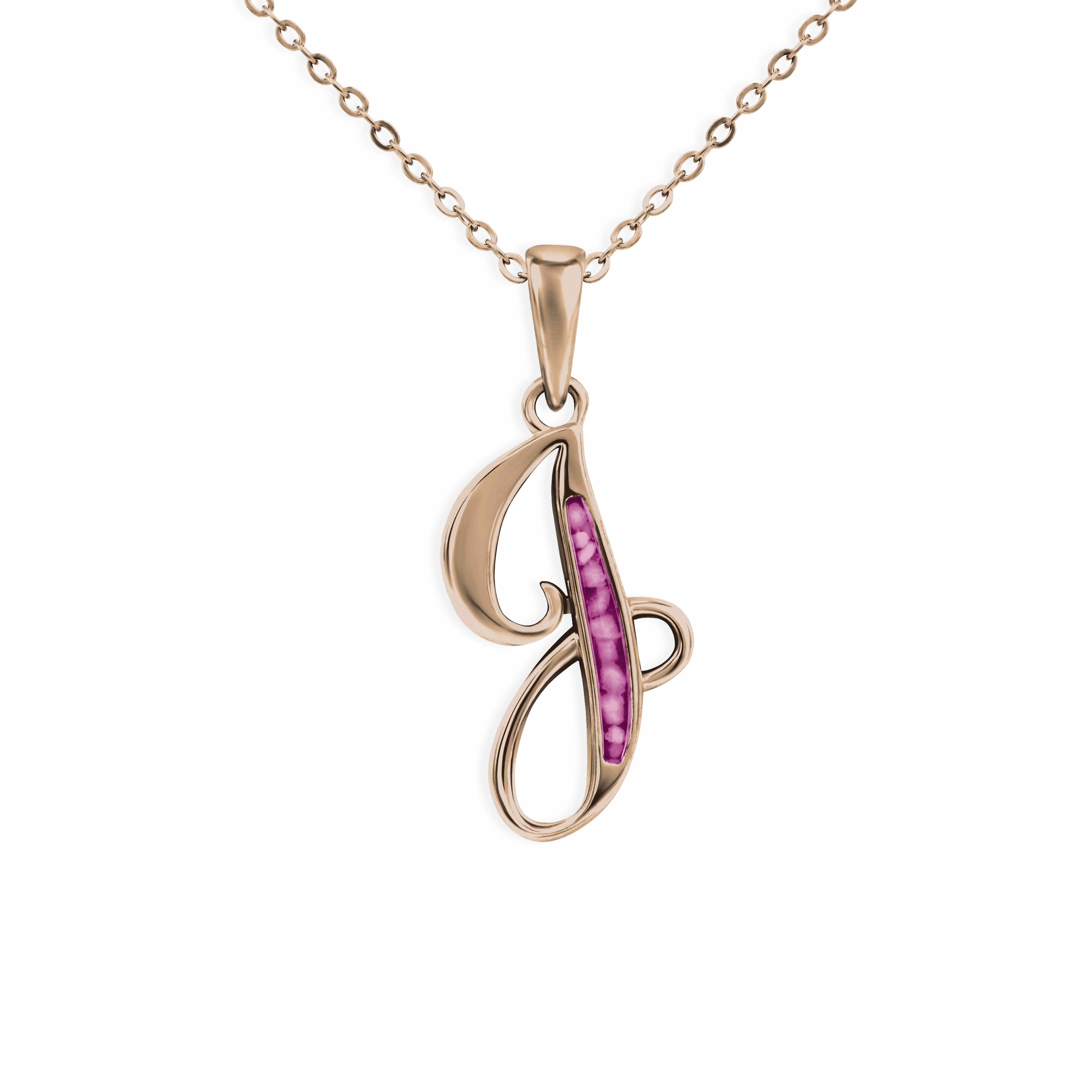 EverWith Alphabet Memorial Ashes Pendant - Letter J 9k Rose Gold Violet