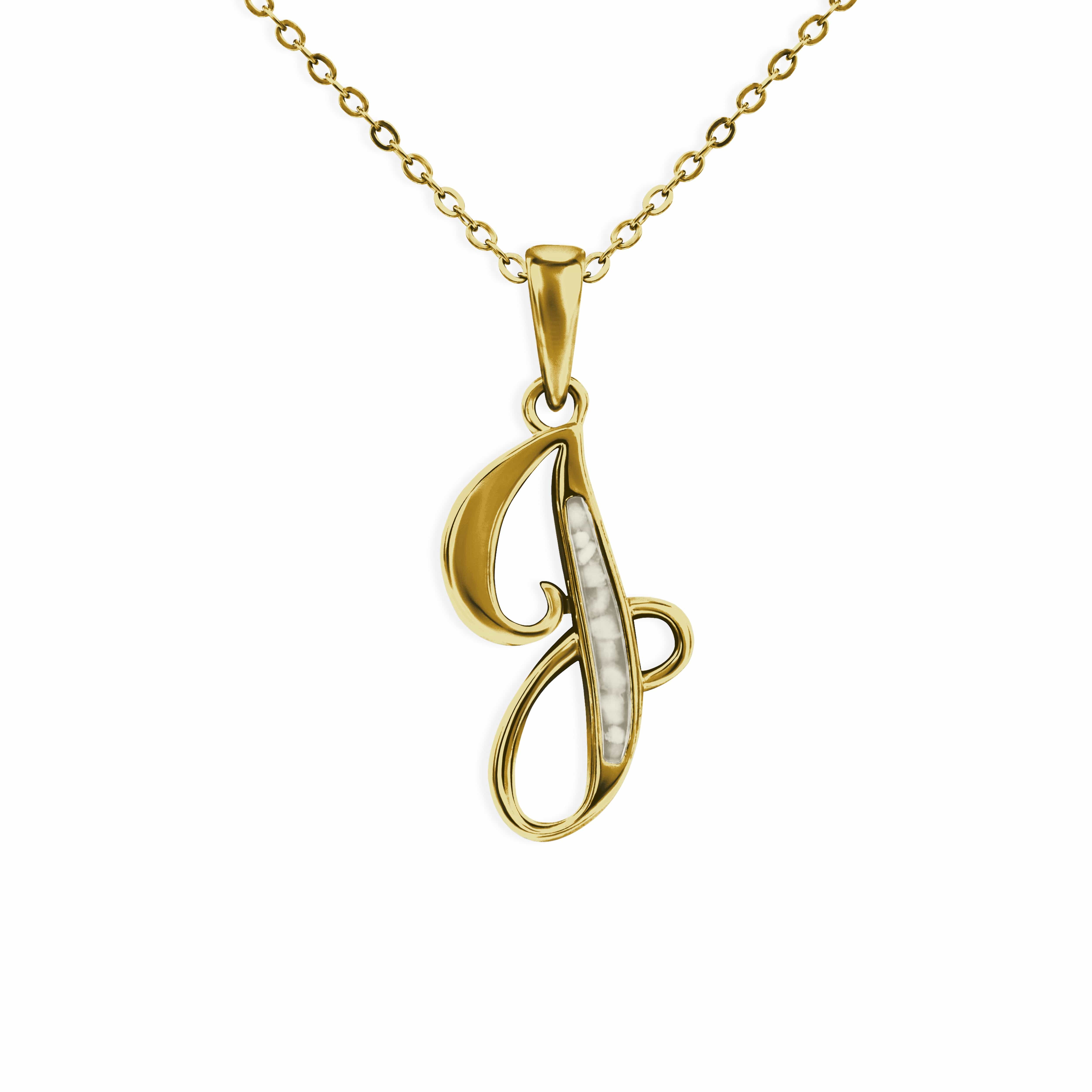 EverWith Alphabet Memorial Ashes Pendant - Letter J 9k Yellow Gold Transparent