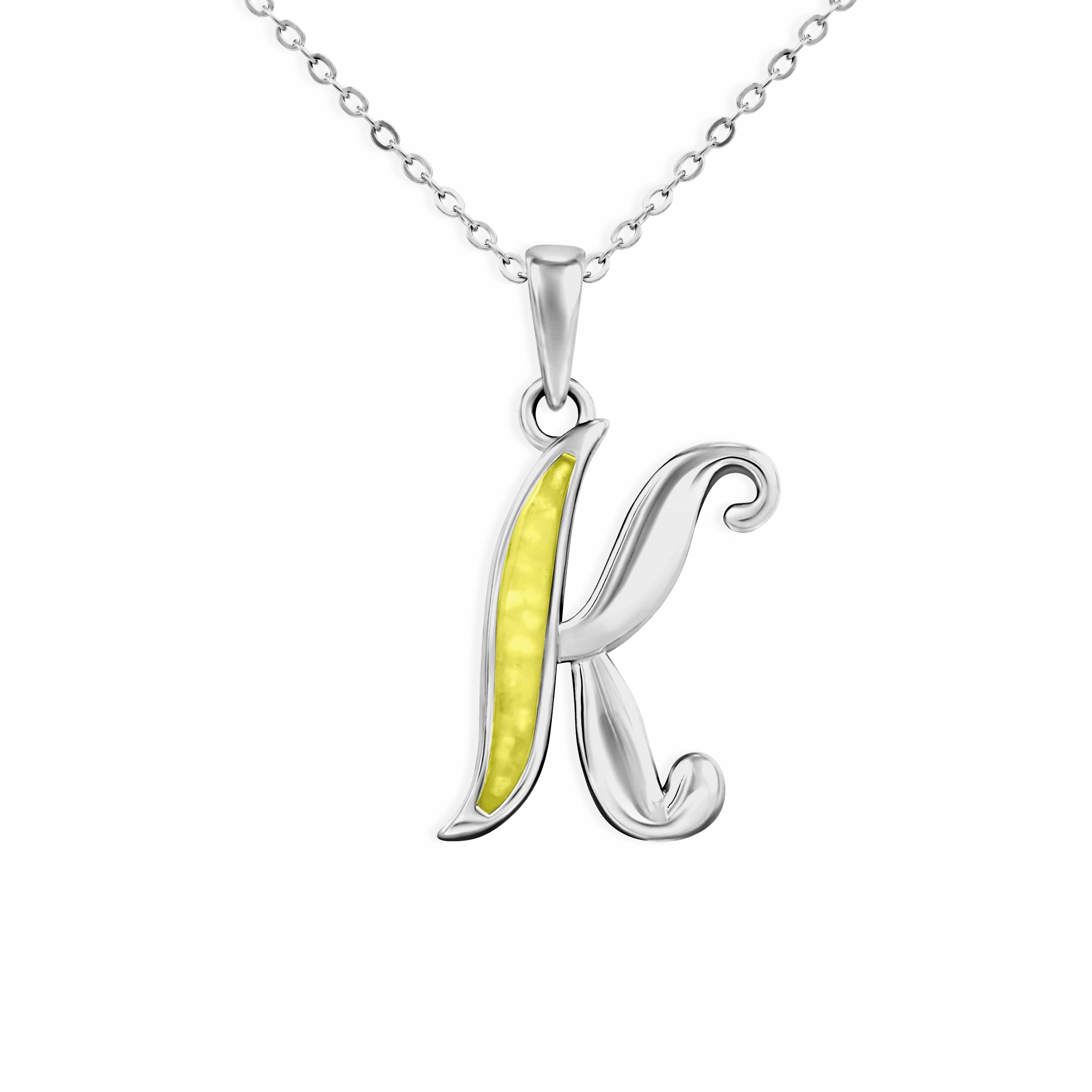 EverWith Alphabet Memorial Ashes Pendant - Letter K Yellow