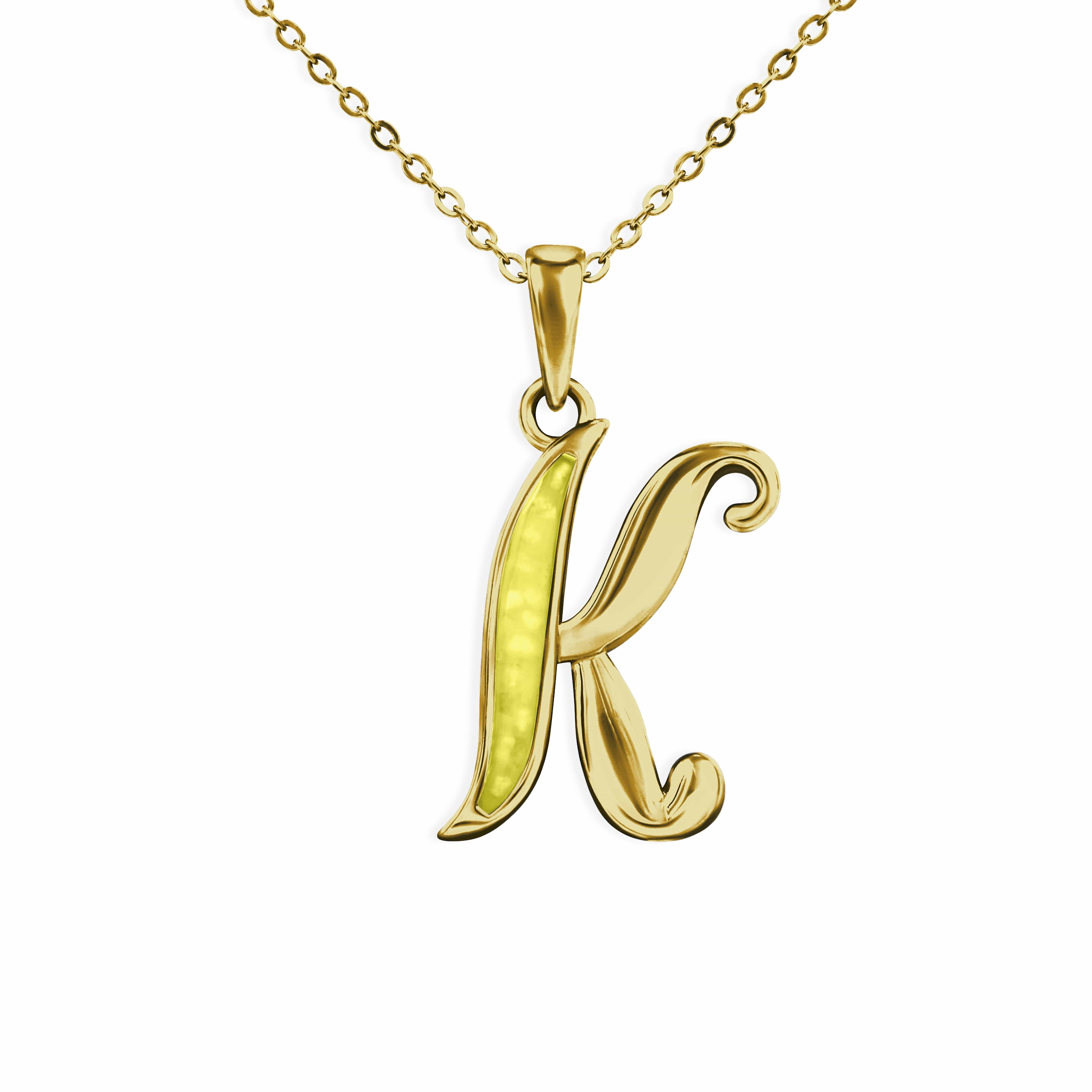 EverWith Alphabet Memorial Ashes Pendant - Letter K 9k Yellow Gold Yellow