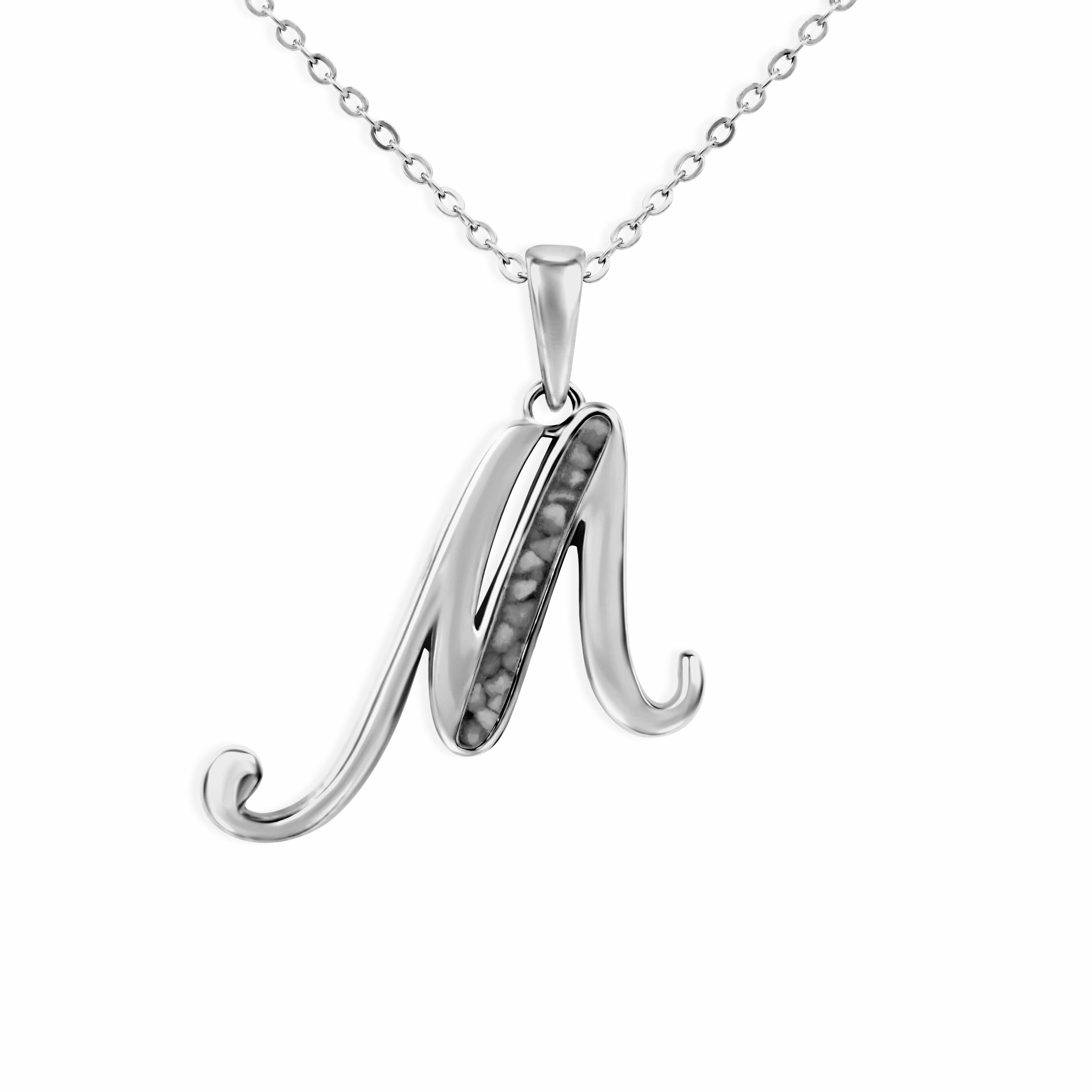 EverWith Alphabet Memorial Ashes Pendant - Letter M Black