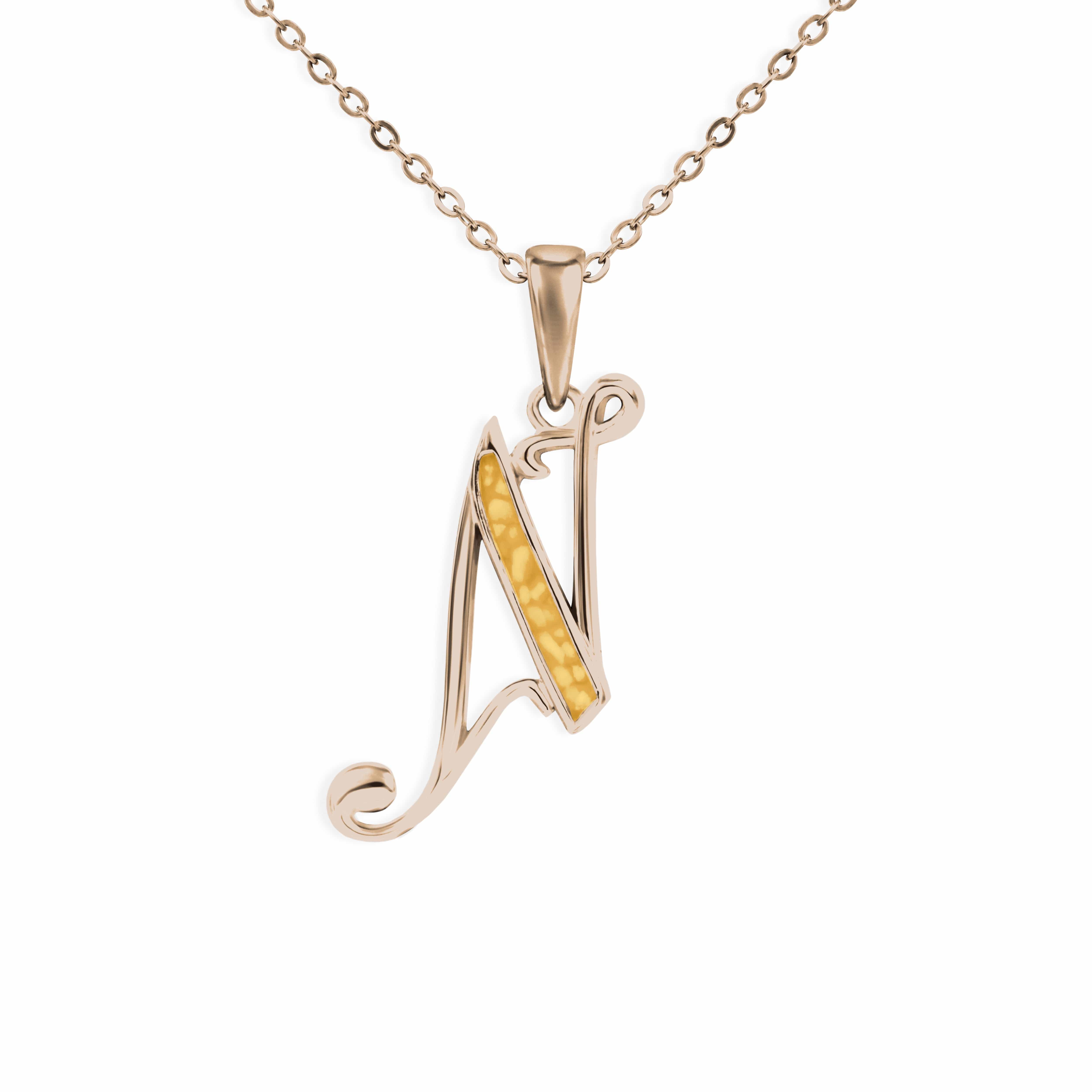 EverWith Alphabet Memorial Ashes Pendant - Letter N 9k Rose Gold Orange