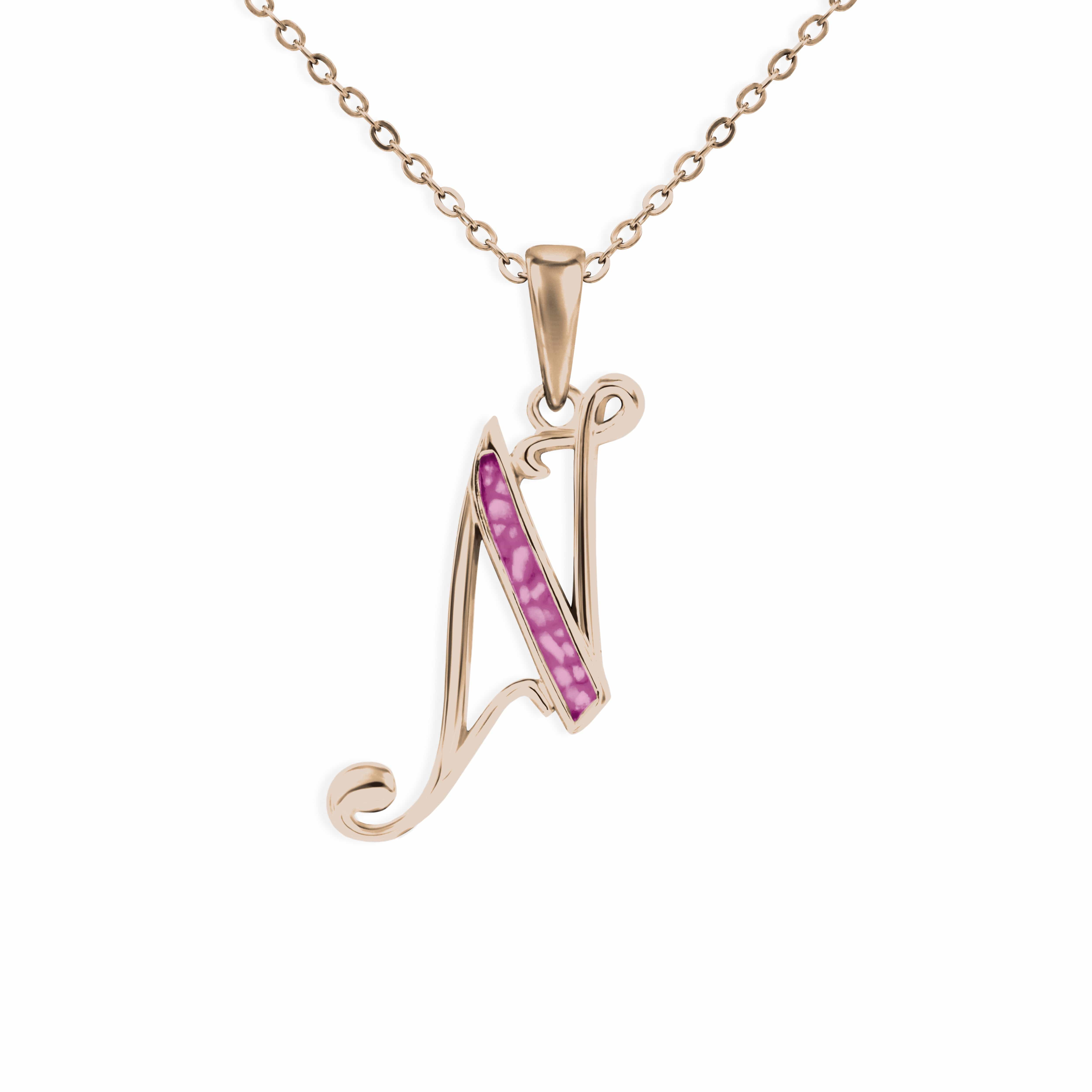 EverWith Alphabet Memorial Ashes Pendant - Letter N 9k Rose Gold Violet