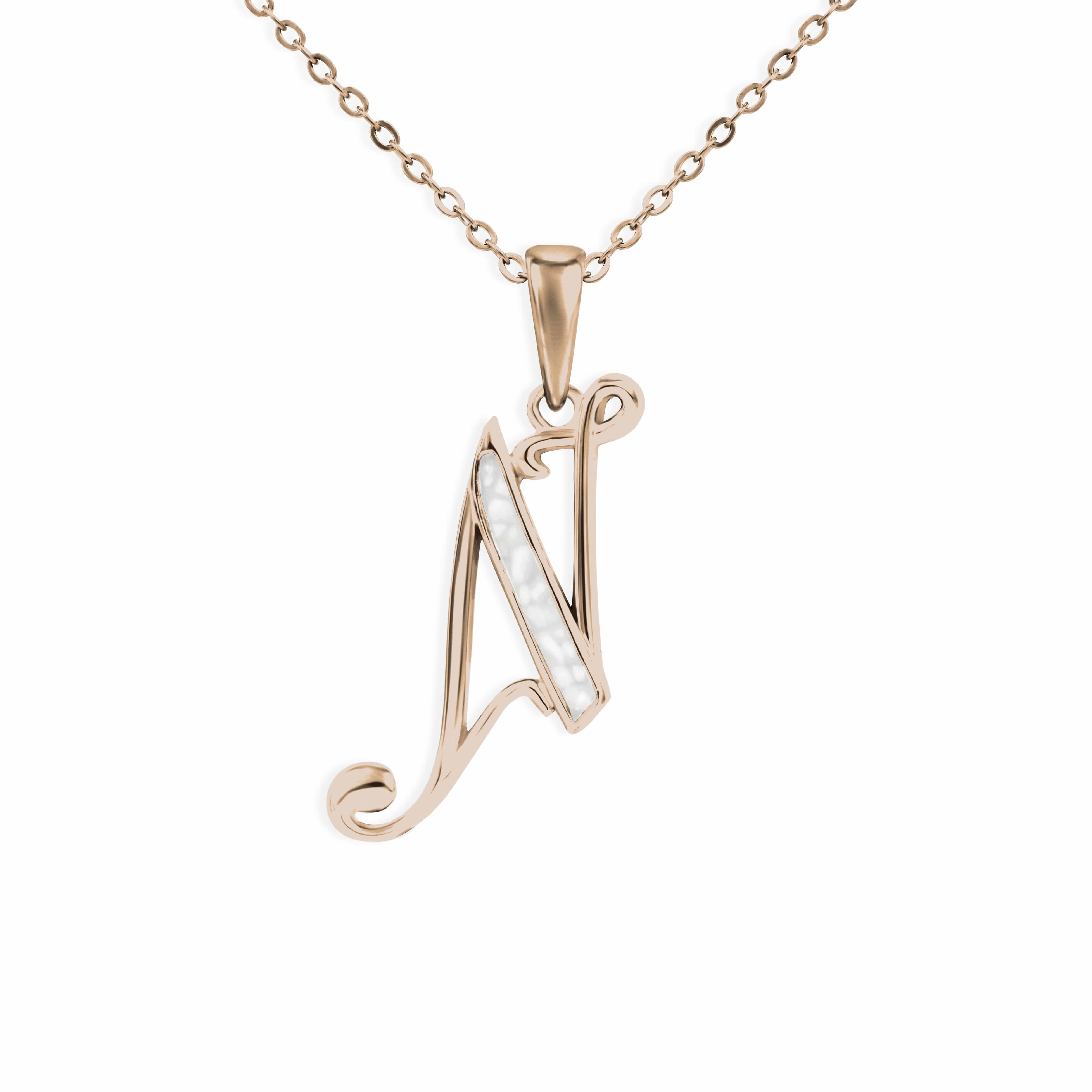 EverWith Alphabet Memorial Ashes Pendant - Letter N 9k Rose Gold White