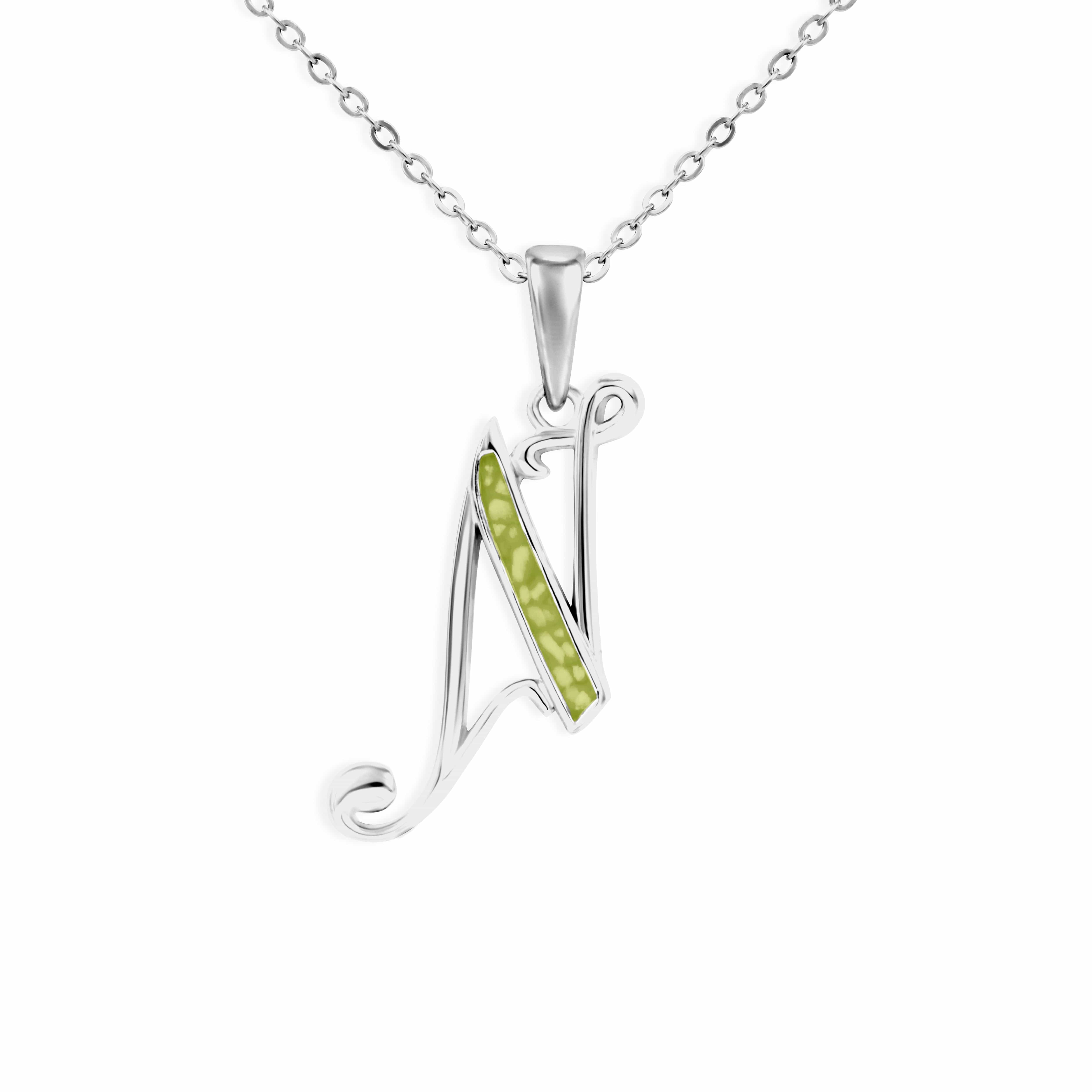 EverWith Alphabet Memorial Ashes Pendant - Letter N Green