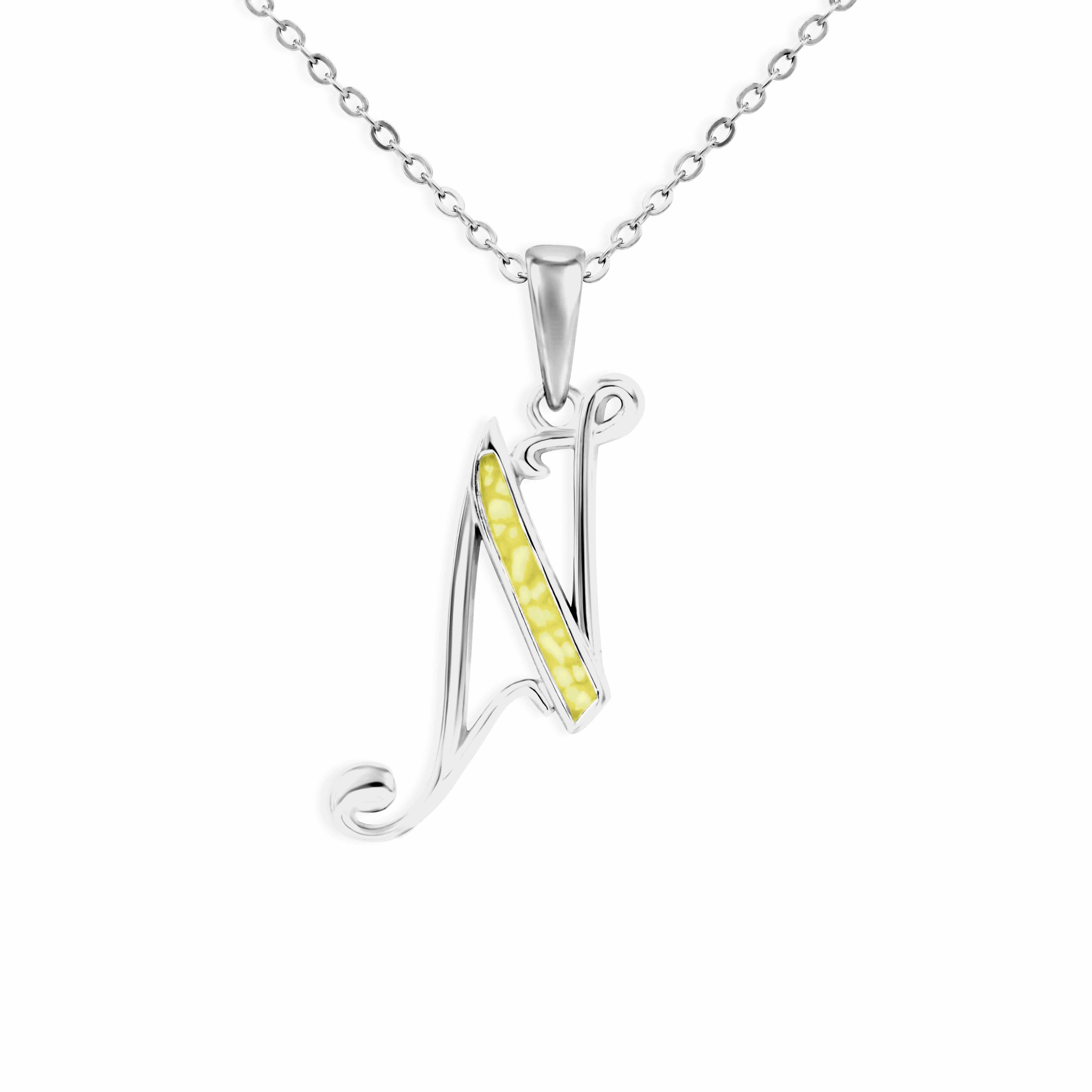EverWith Alphabet Memorial Ashes Pendant - Letter N Yellow
