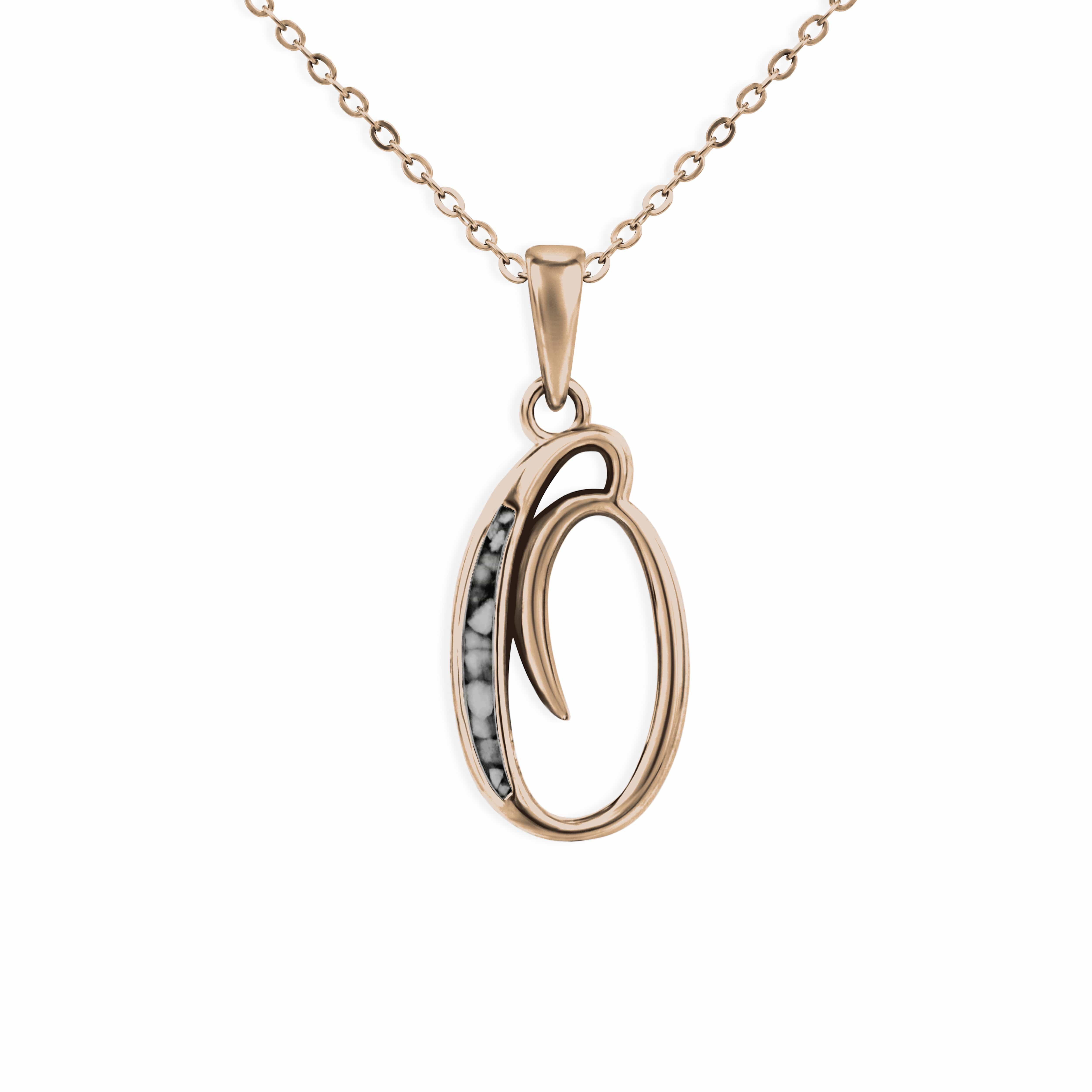 EverWith Alphabet Memorial Ashes Pendant - Letter O 9k Rose Gold Black