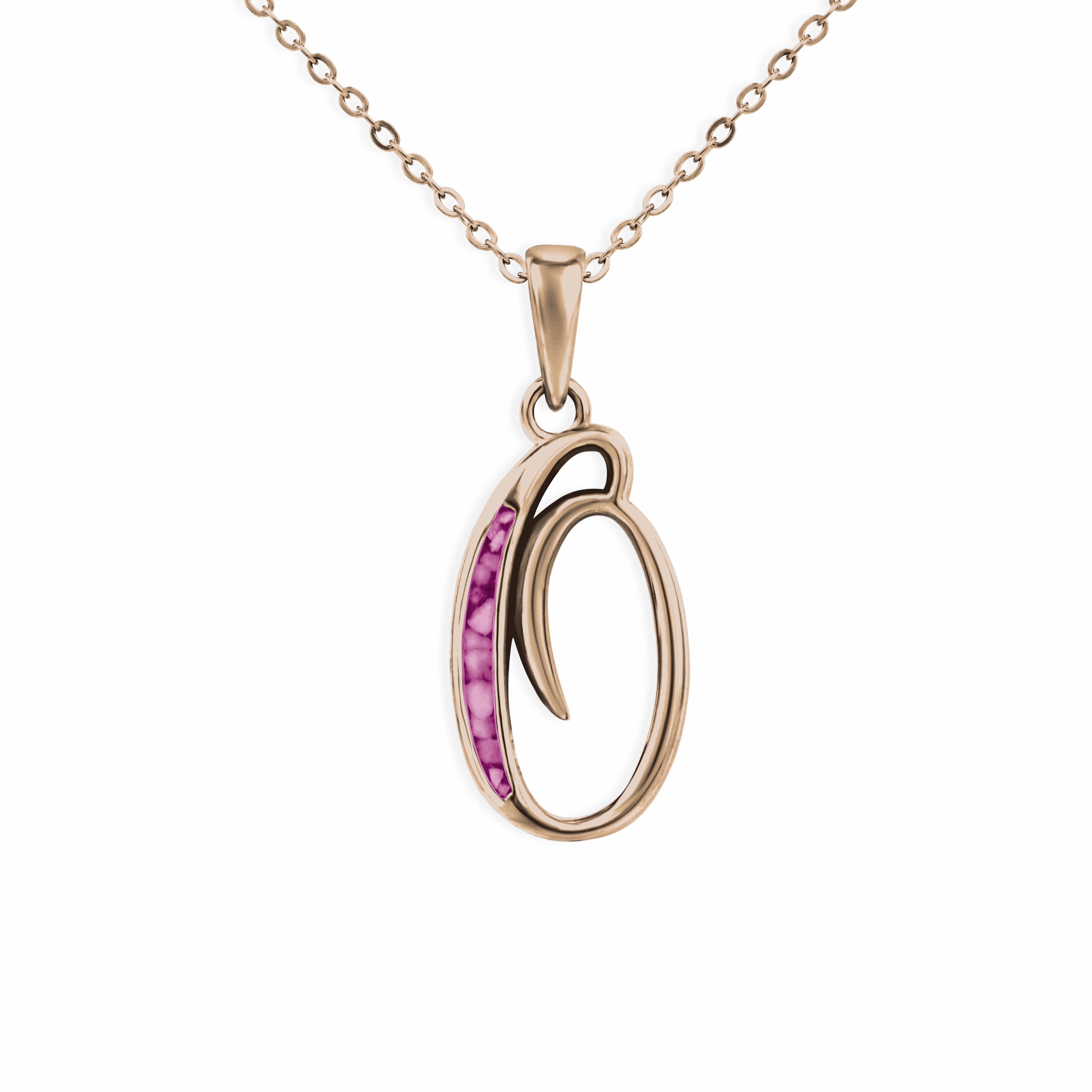 EverWith Alphabet Memorial Ashes Pendant - Letter O 9k Rose Gold Violet