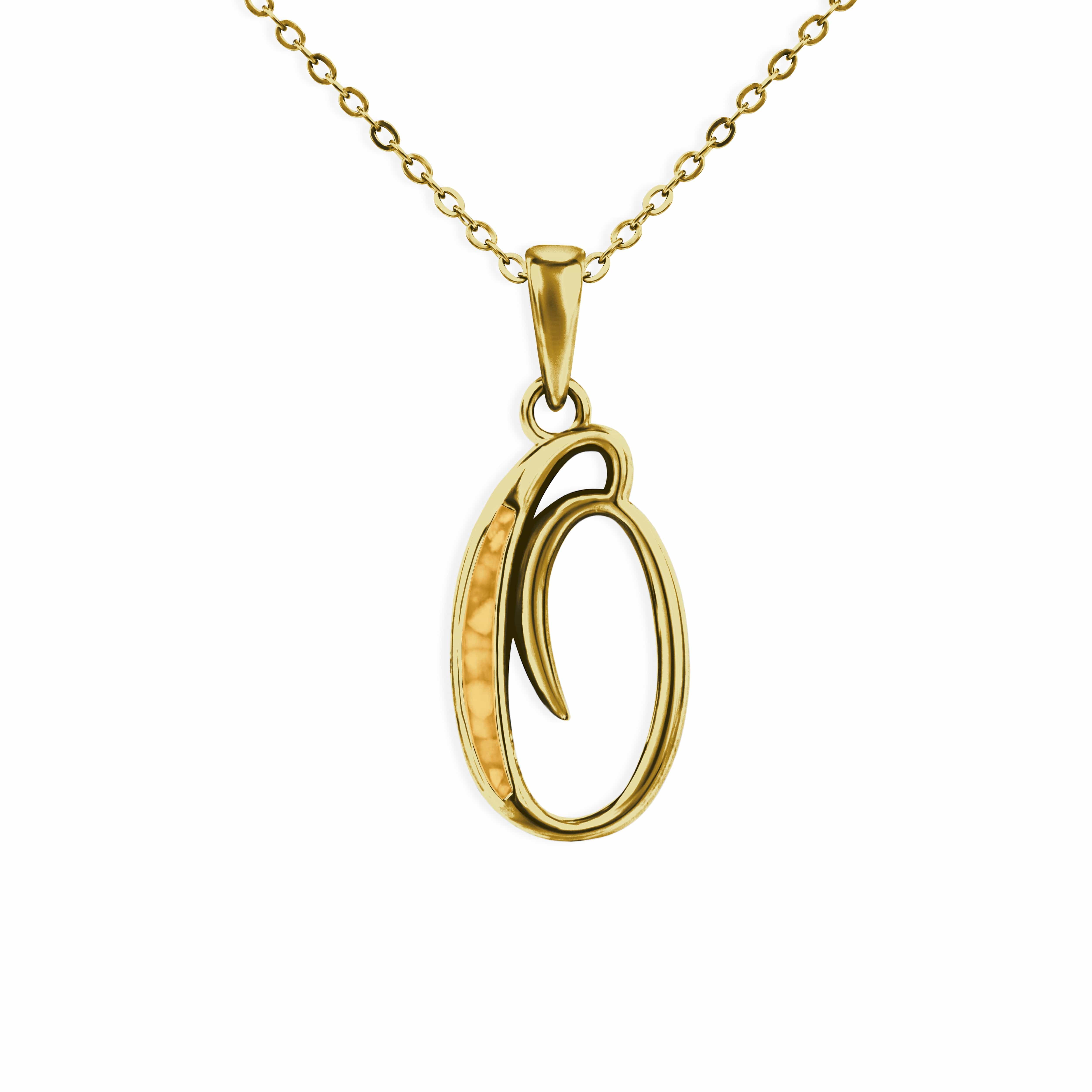EverWith Alphabet Memorial Ashes Pendant - Letter O 9k Yellow Gold Orange