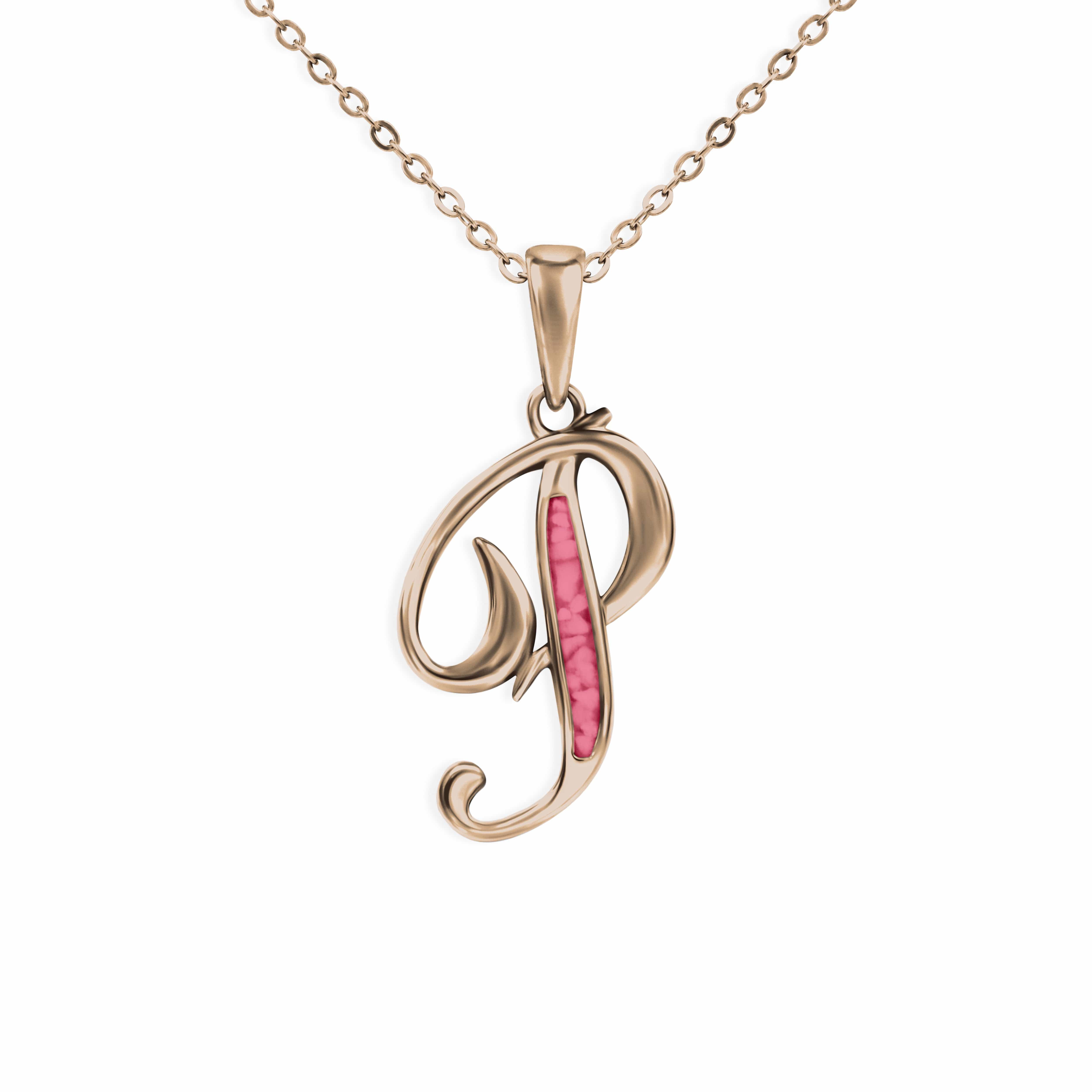 EverWith Alphabet Memorial Ashes Pendant - Letter P 9k Rose Gold Red