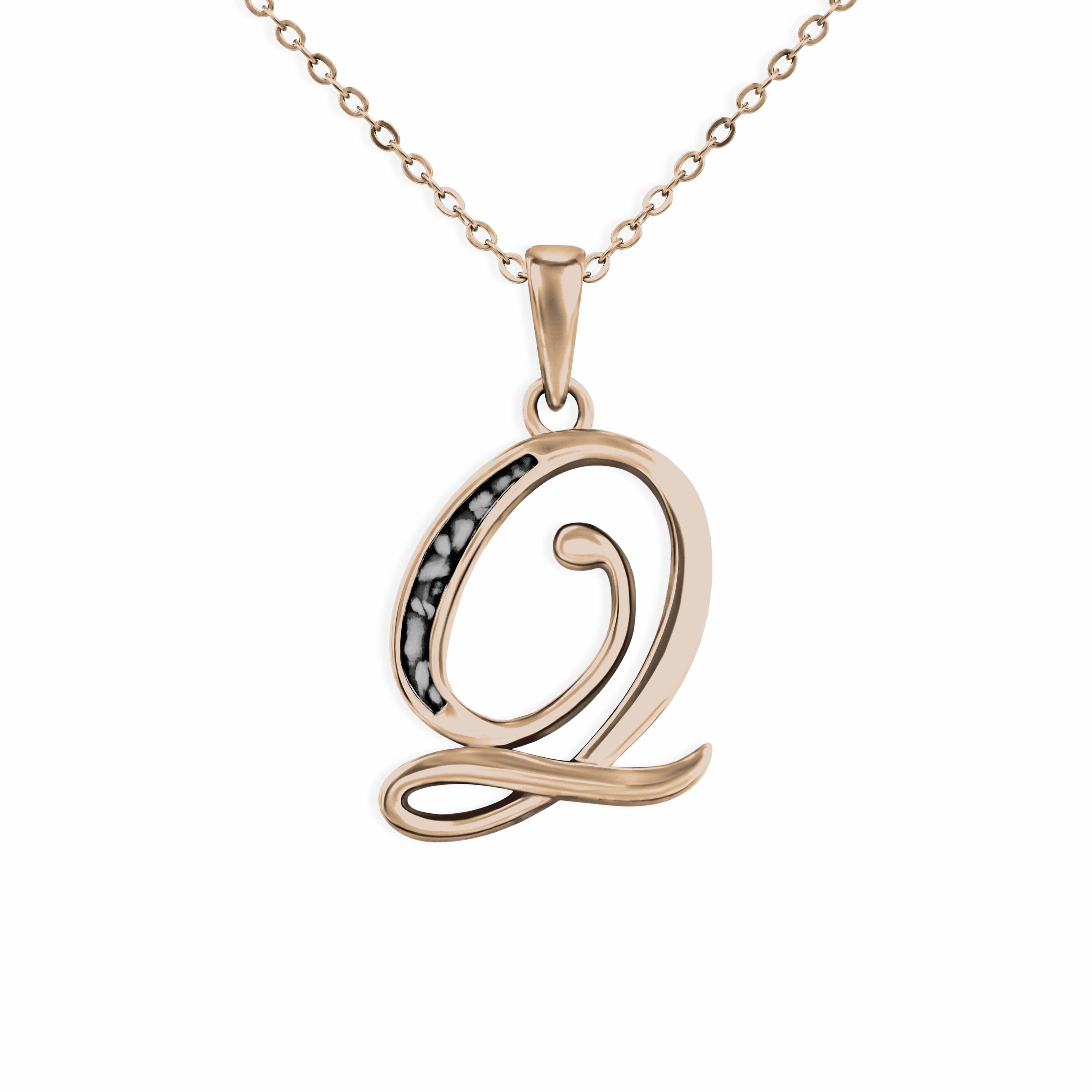 EverWith Alphabet Memorial Ashes Pendant - Letter Q 9k Rose Gold Black