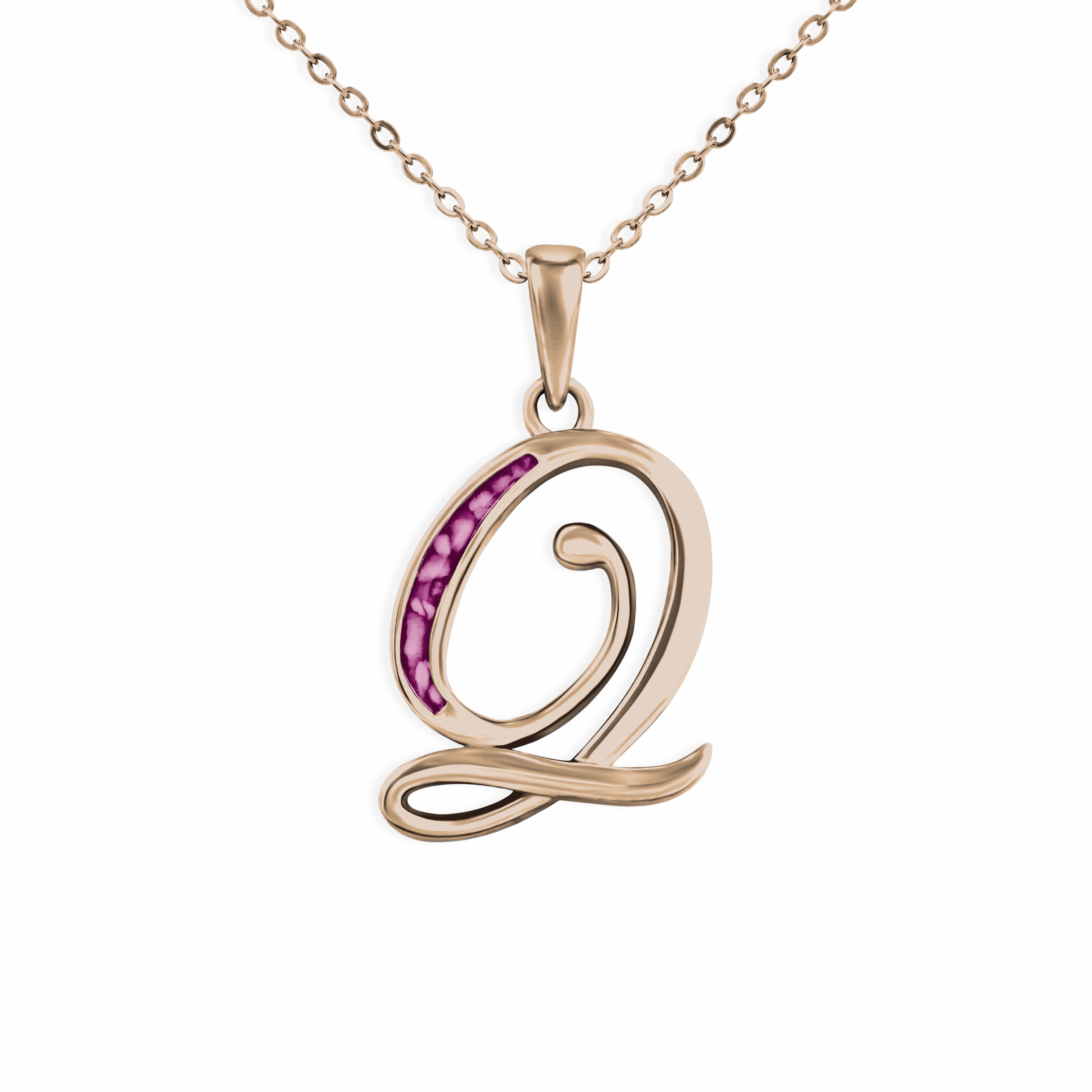 EverWith Alphabet Memorial Ashes Pendant - Letter Q 9k Rose Gold Violet