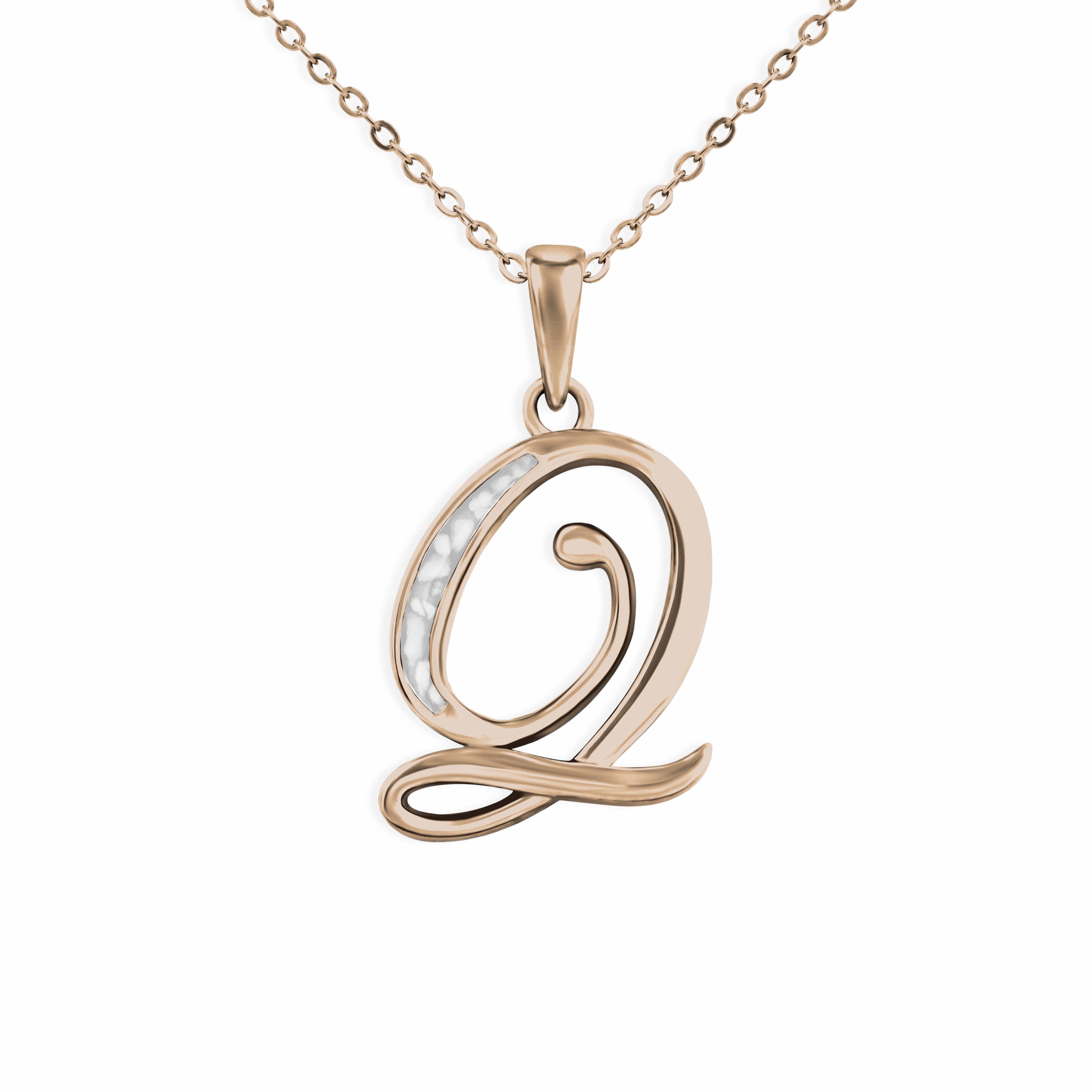 EverWith Alphabet Memorial Ashes Pendant - Letter Q 9k Rose Gold White