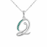 EverWith Alphabet Memorial Ashes Pendant - Letter Q Aqua