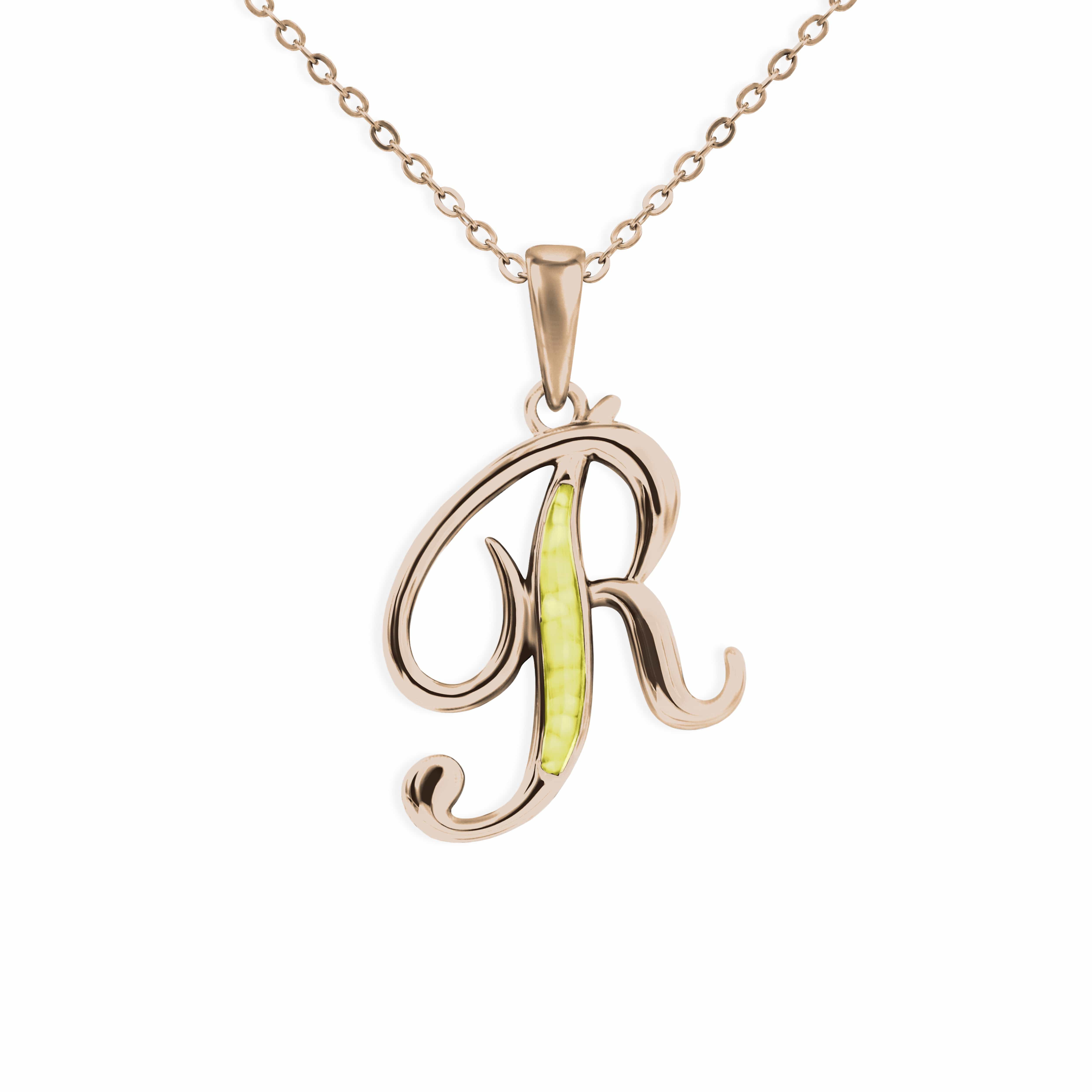 EverWith Alphabet Memorial Ashes Pendant - Letter R 9k Rose Gold Yellow