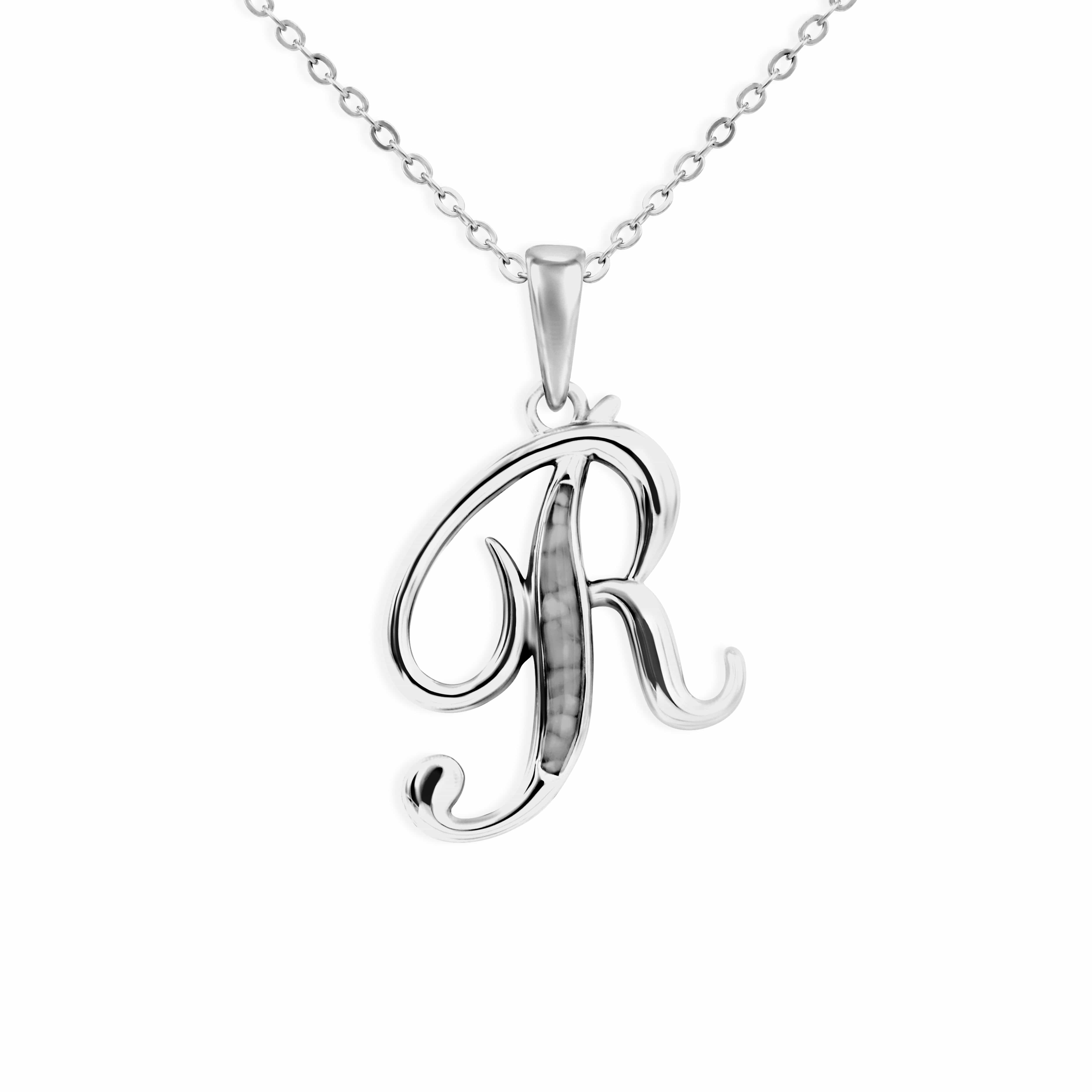EverWith Alphabet Memorial Ashes Pendant - Letter R Black