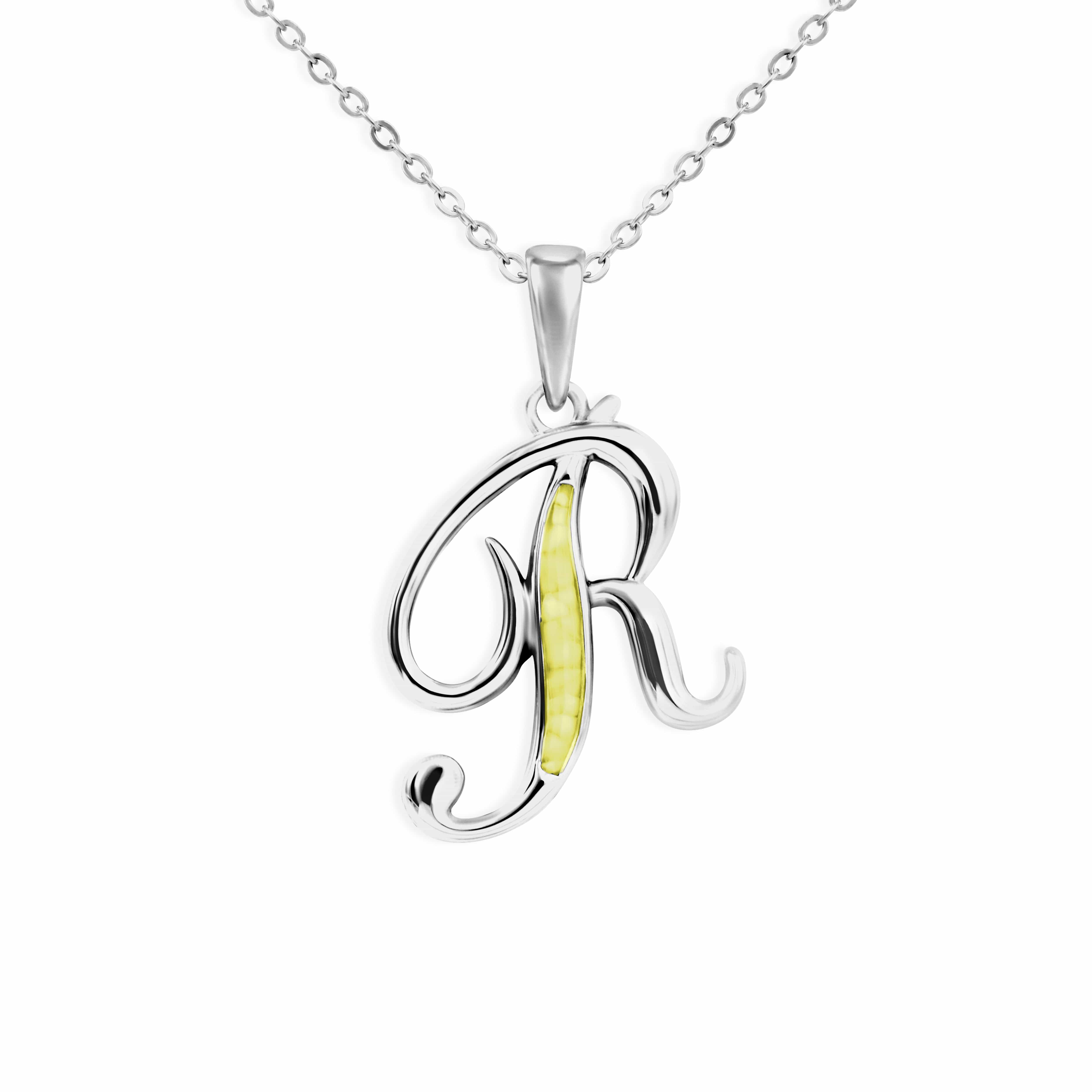 EverWith Alphabet Memorial Ashes Pendant - Letter R Yellow