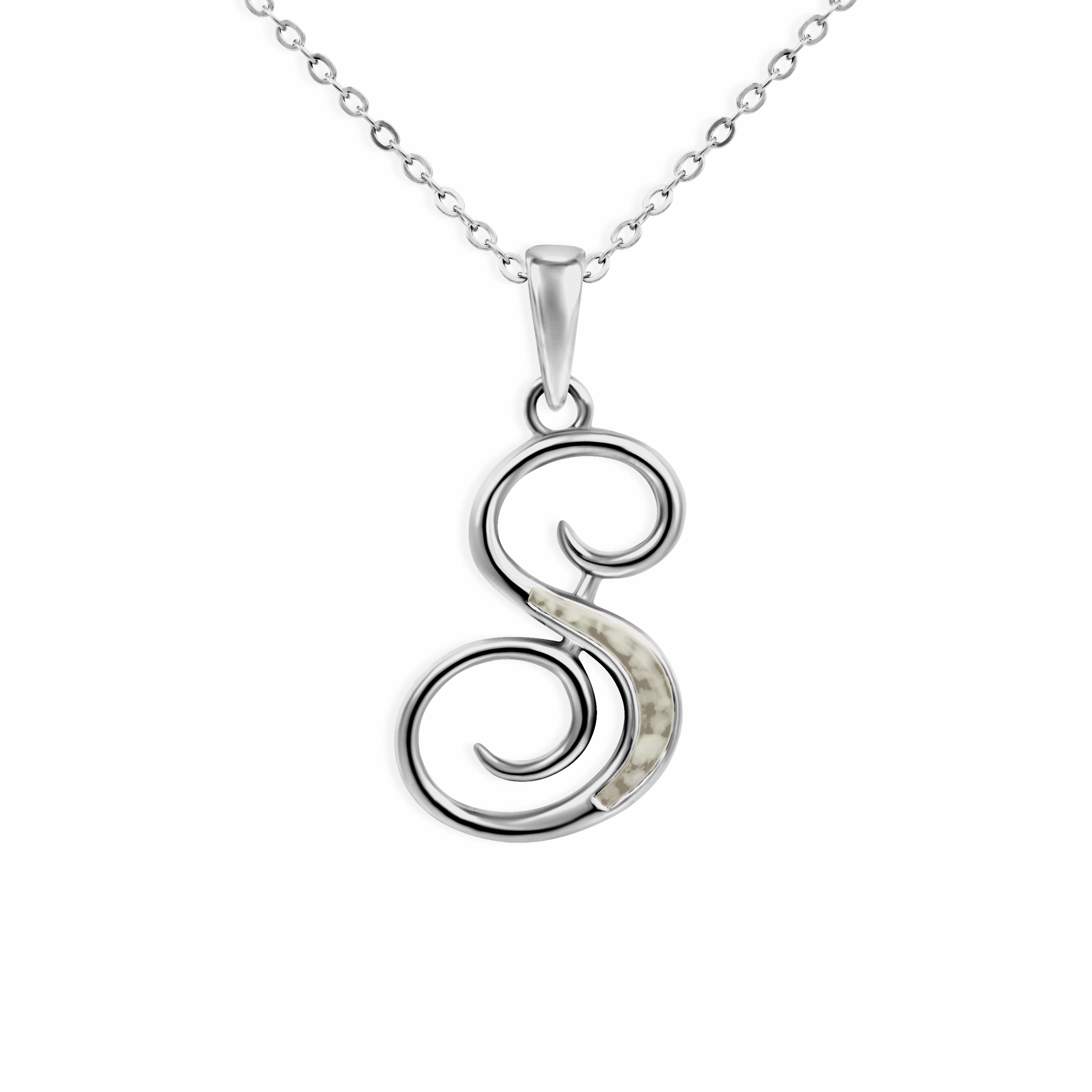 EverWith Alphabet Memorial Ashes Pendant - Letter S Transparent