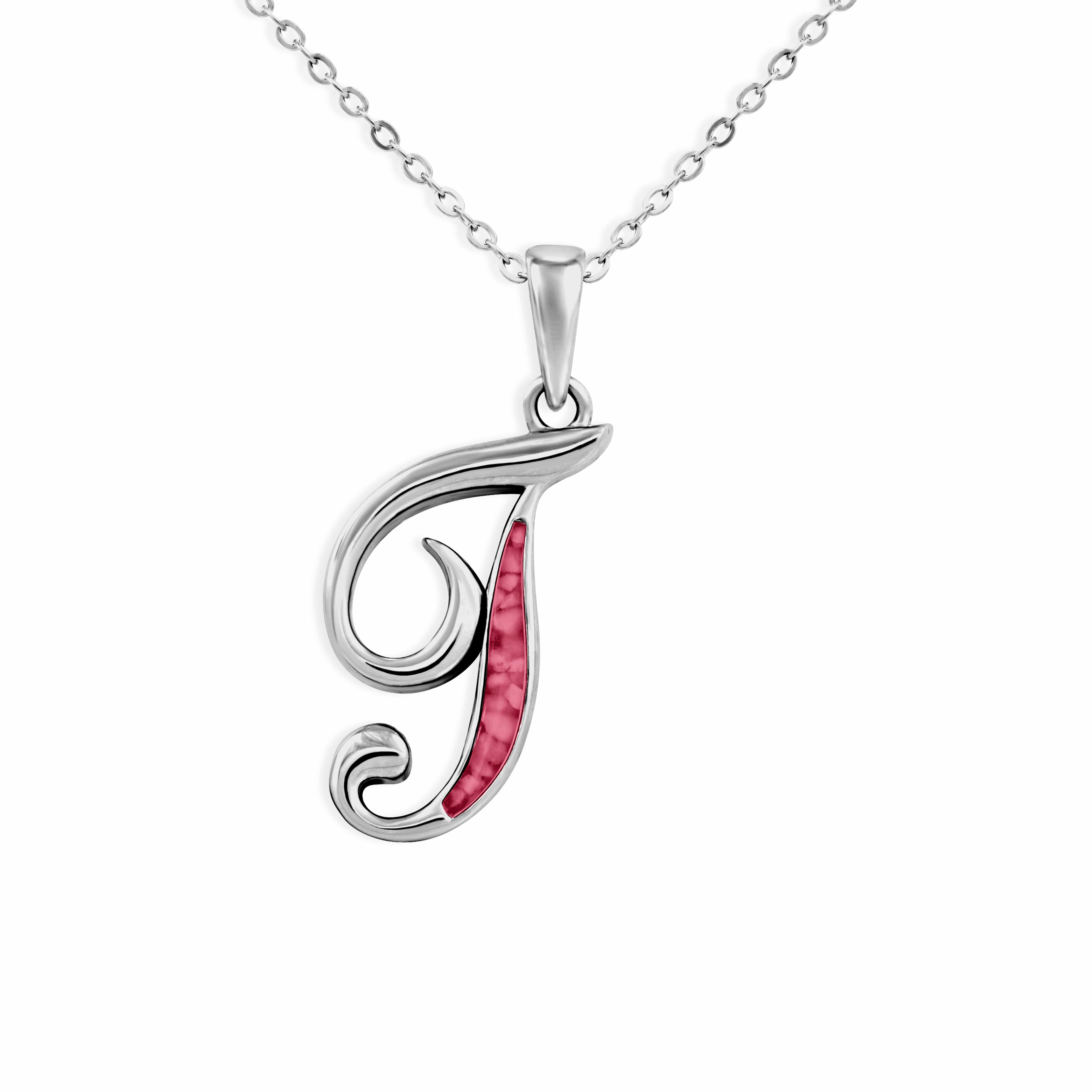 EverWith Alphabet Memorial Ashes Pendant - Letter T Red