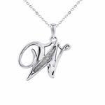 EverWith Alphabet Memorial Ashes Pendant - Letter W Black