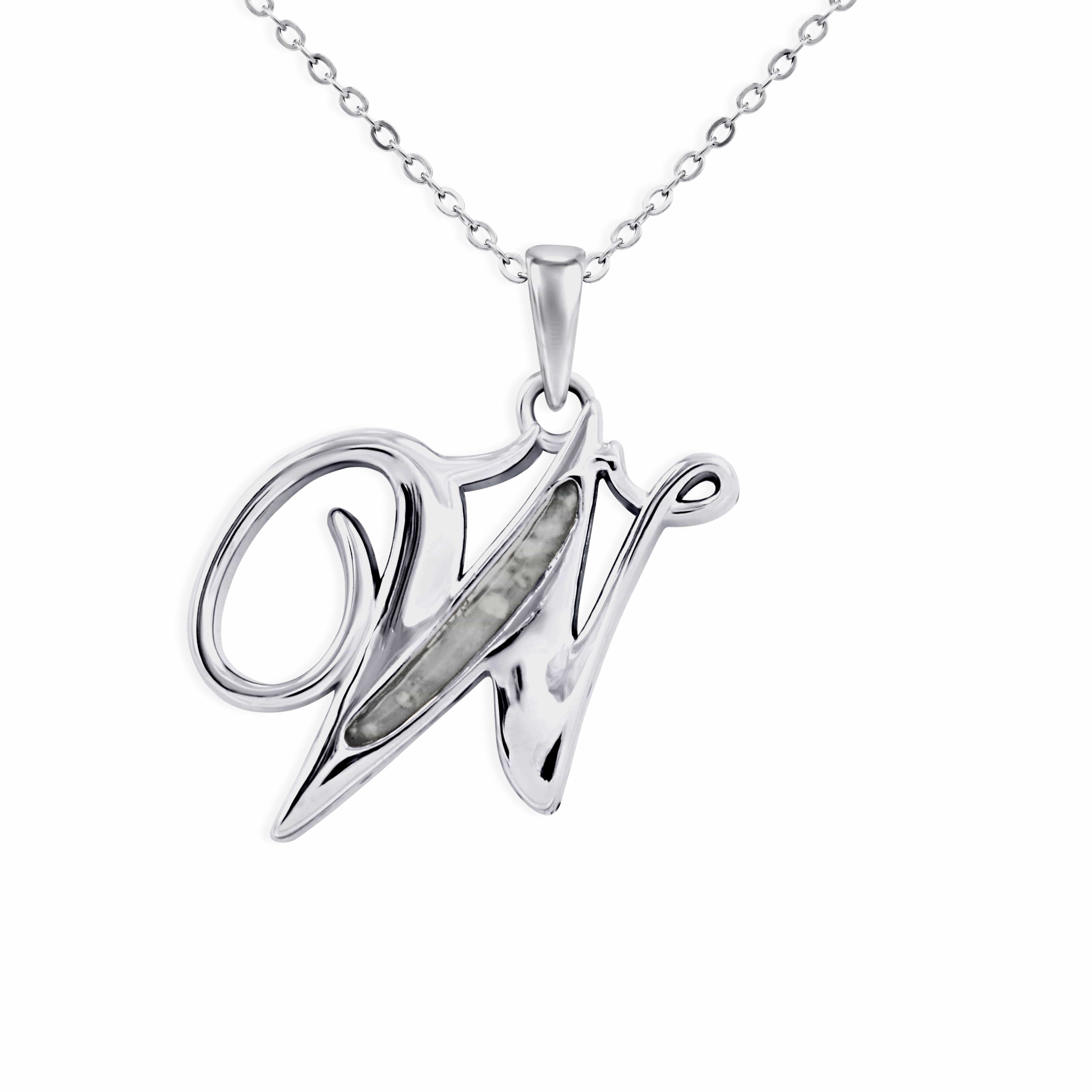 EverWith Alphabet Memorial Ashes Pendant - Letter W Black