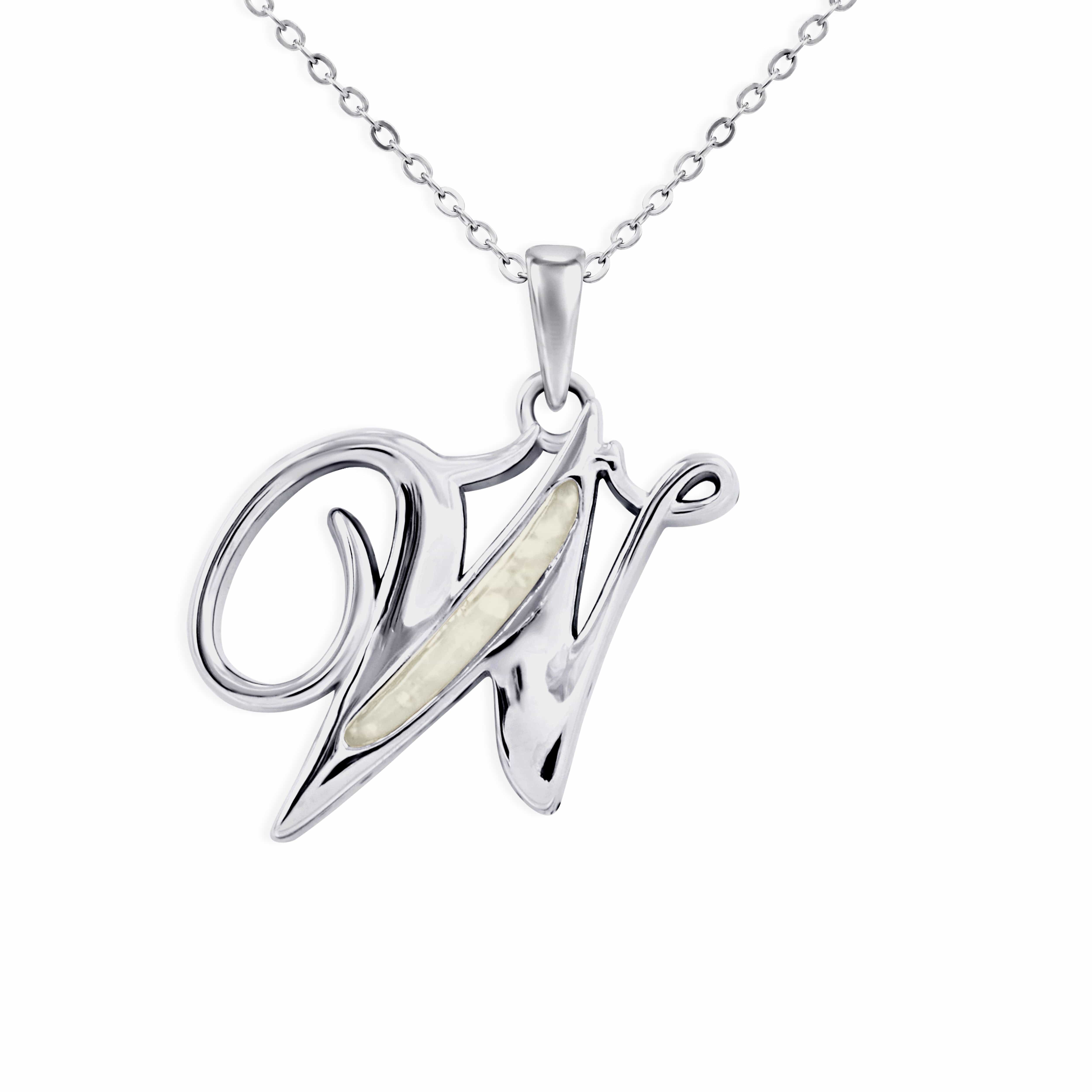 EverWith Alphabet Memorial Ashes Pendant - Letter W Transparent