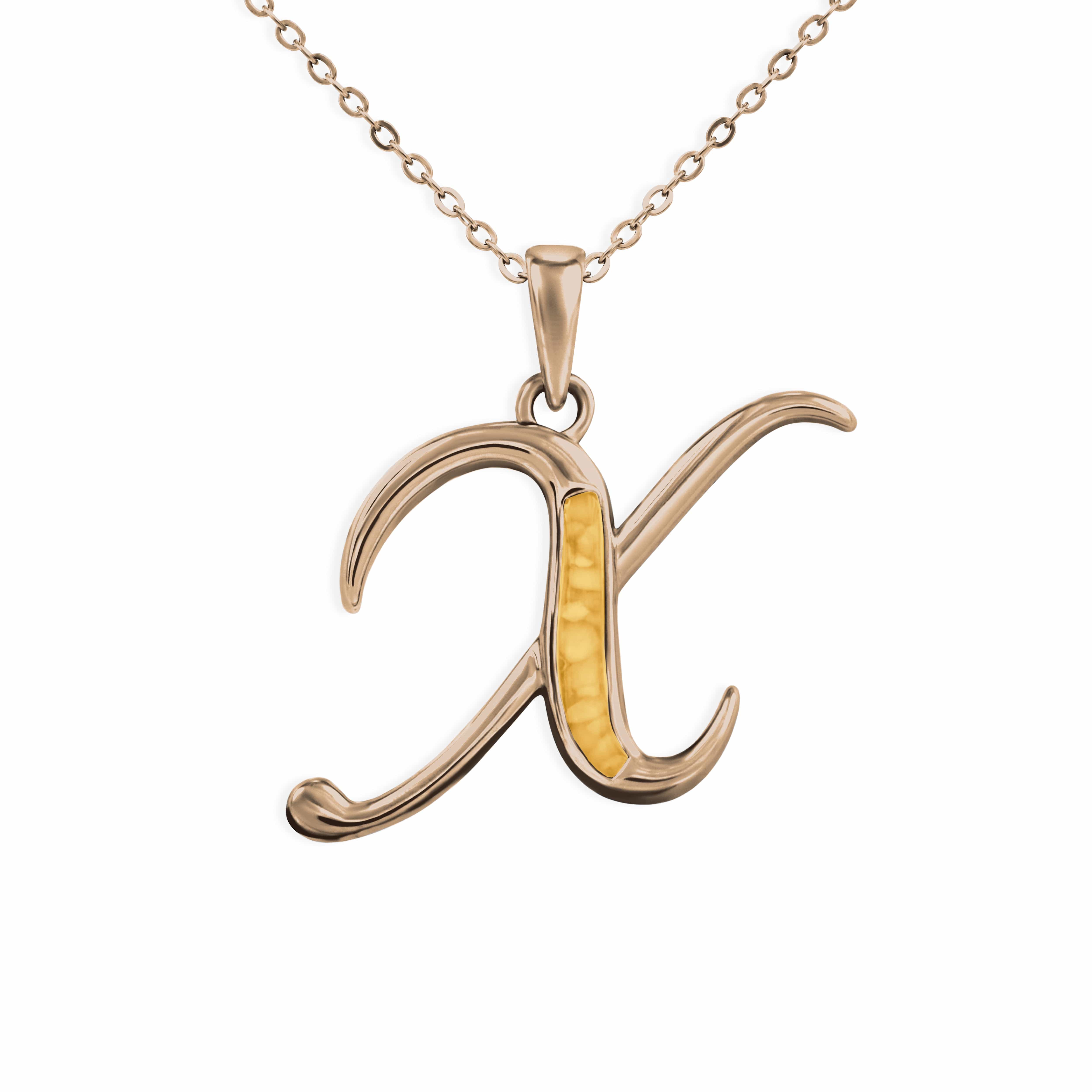 EverWith Alphabet Memorial Ashes Pendant - Letter X 9k Rose Gold Orange