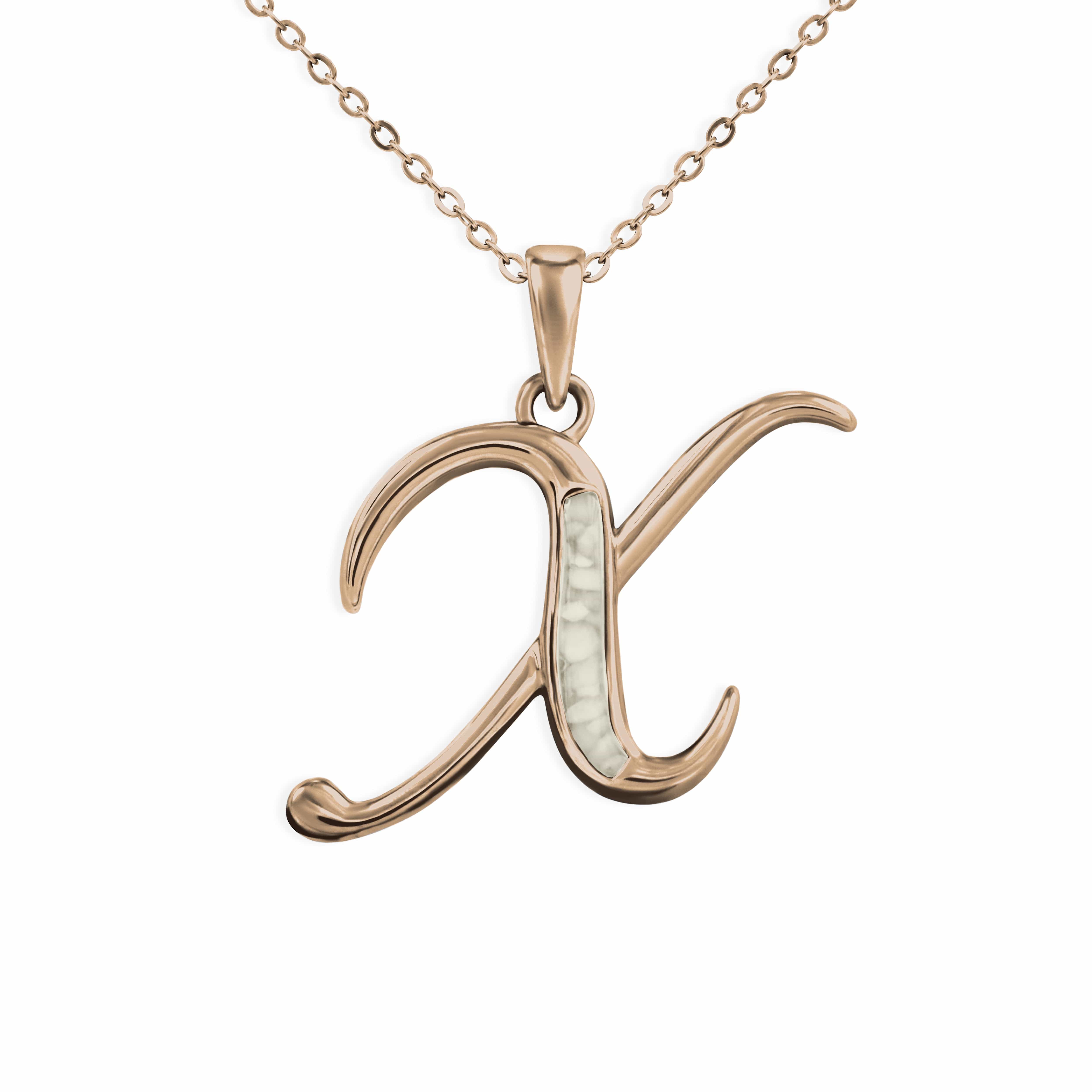 EverWith Alphabet Memorial Ashes Pendant - Letter X 9k Rose Gold Transparent