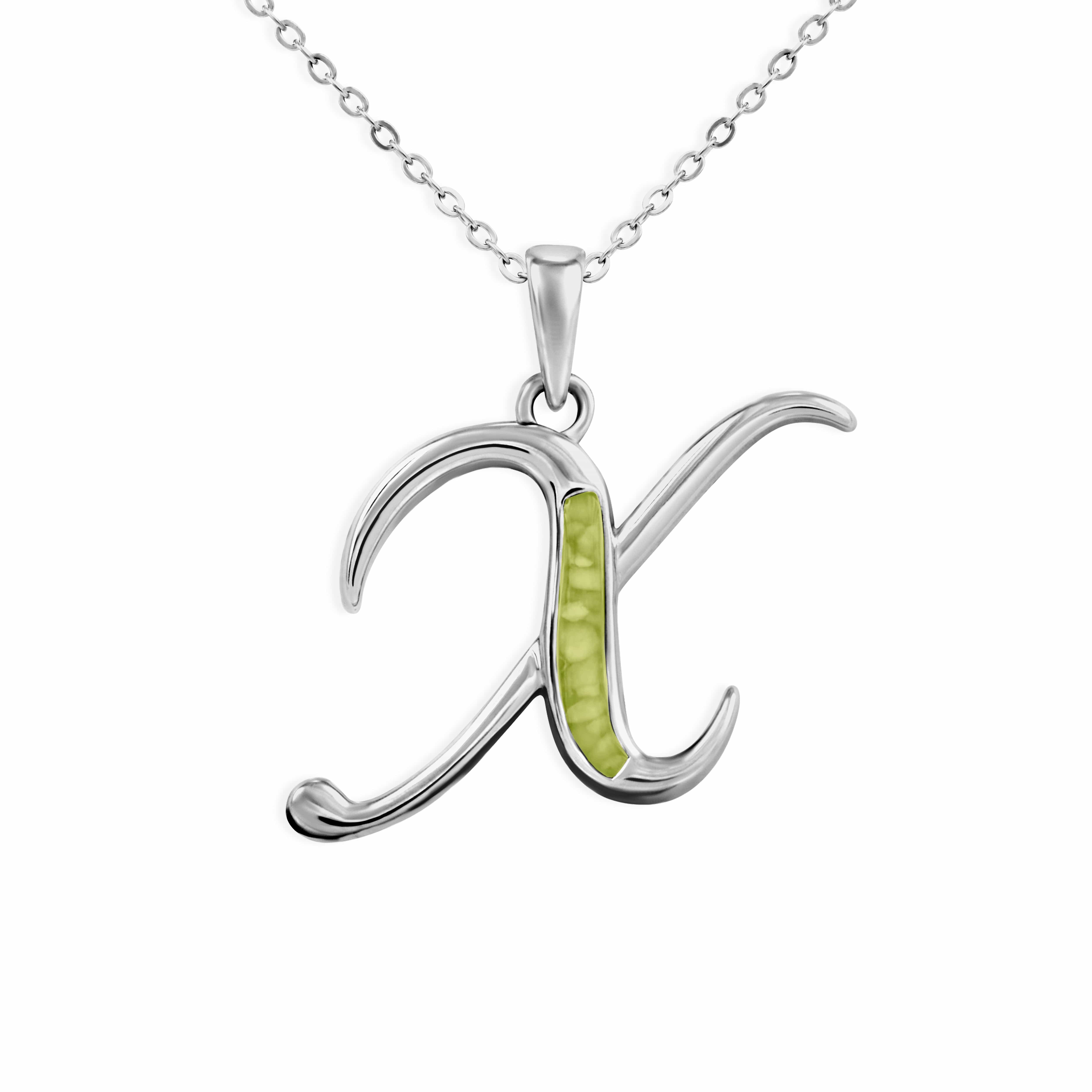 EverWith Alphabet Memorial Ashes Pendant - Letter X Green