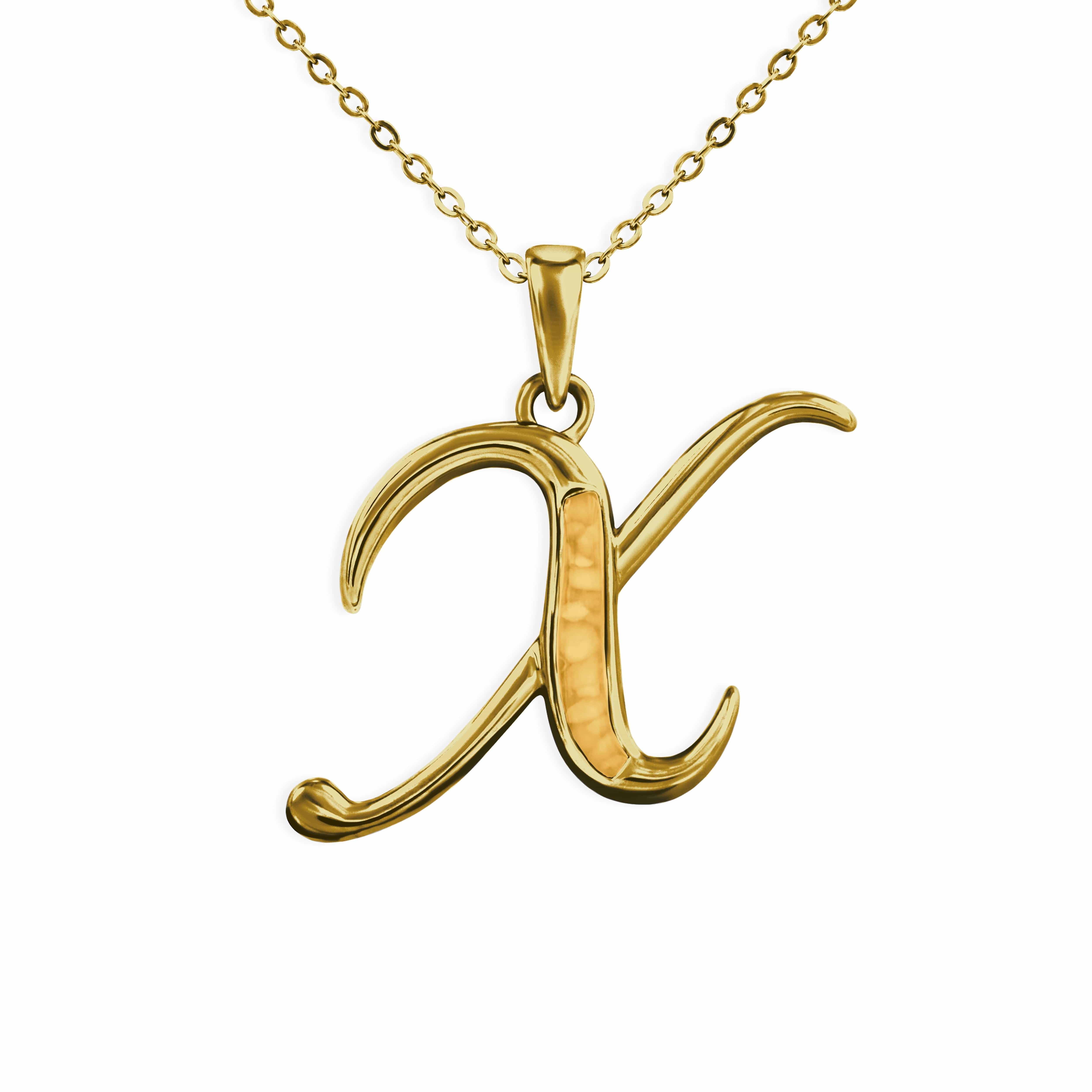 EverWith Alphabet Memorial Ashes Pendant - Letter X 9k Yellow Gold Orange