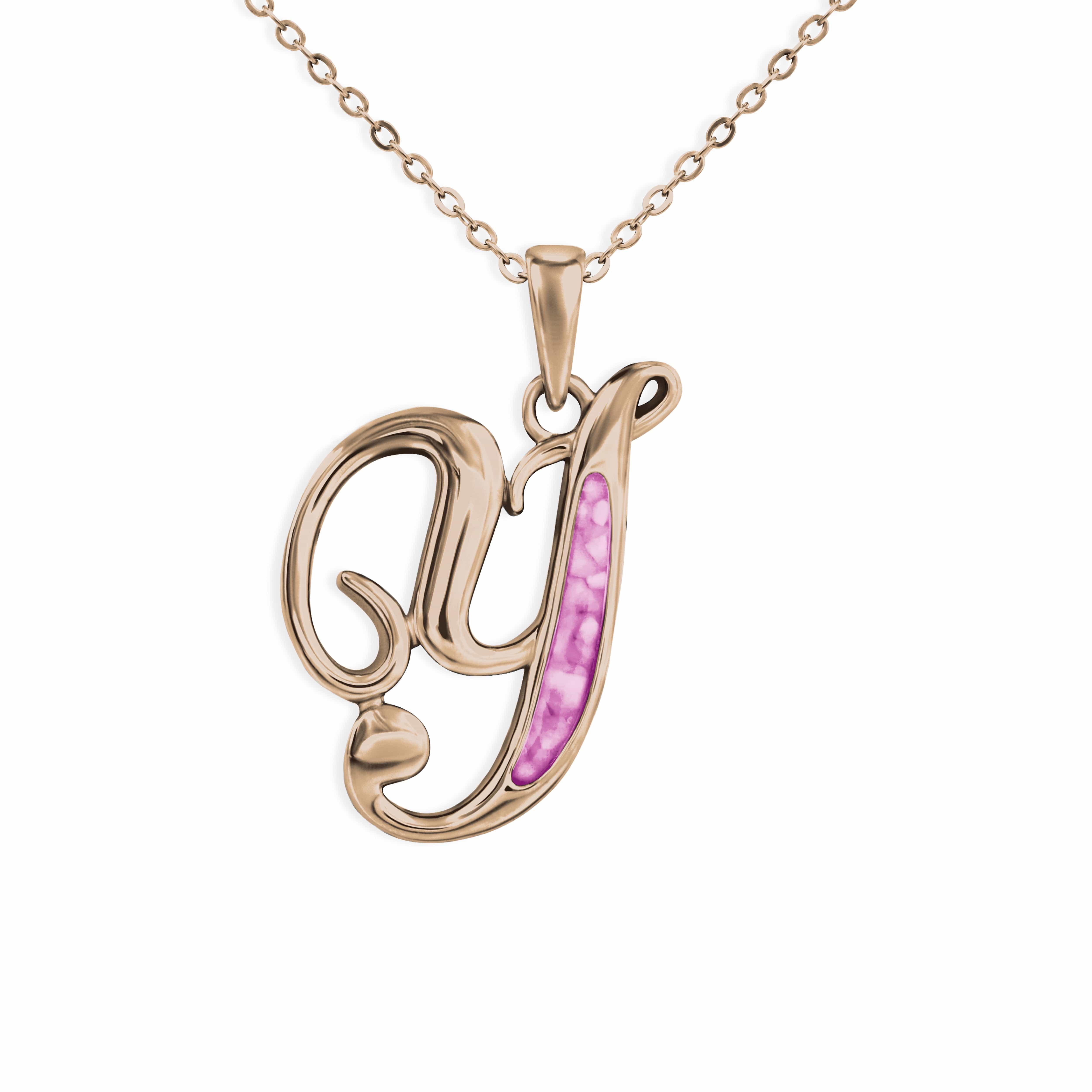 EverWith Alphabet Memorial Ashes Pendant - Letter Y 9k Rose Gold Pink