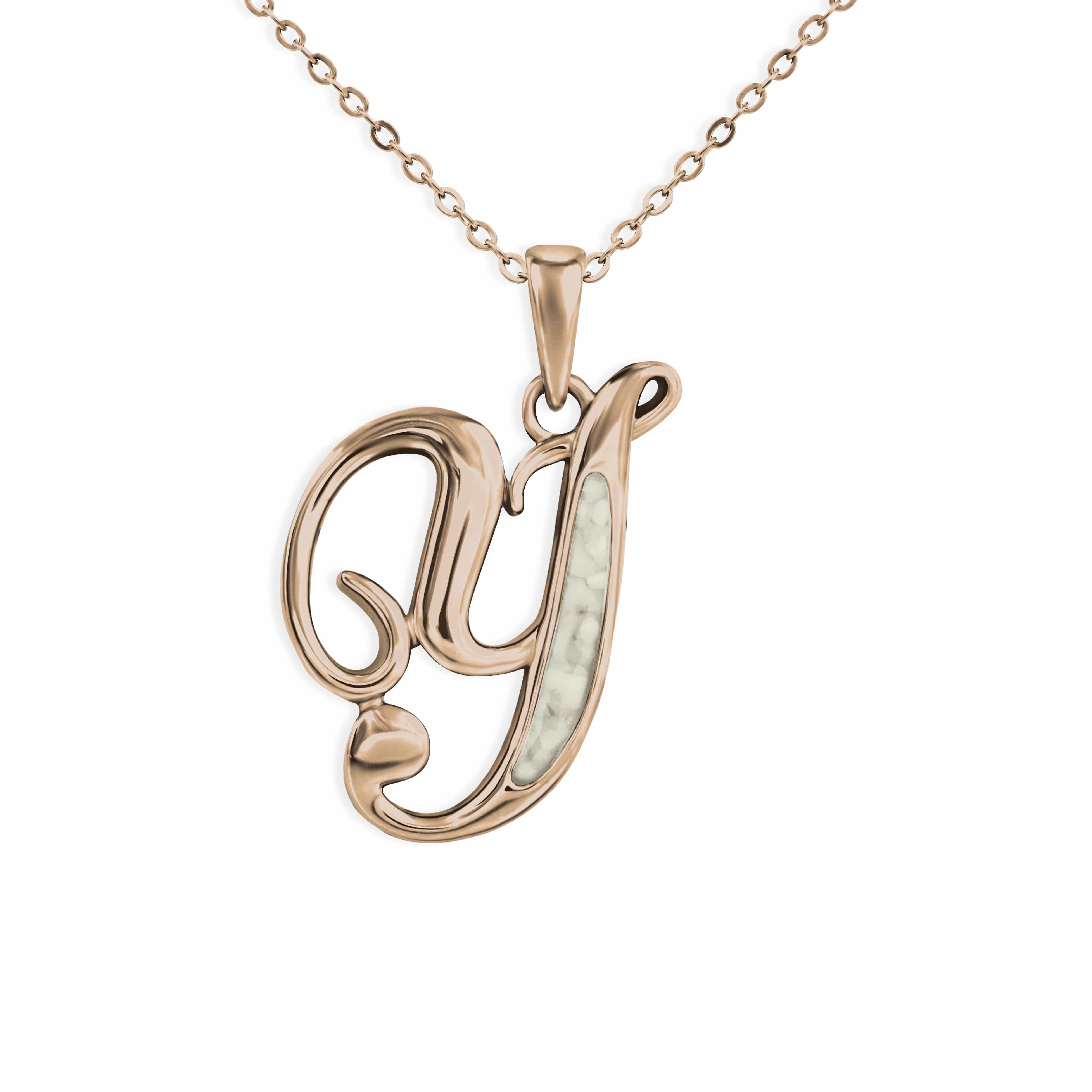 EverWith Alphabet Memorial Ashes Pendant - Letter Y 9k Rose Gold Transparent