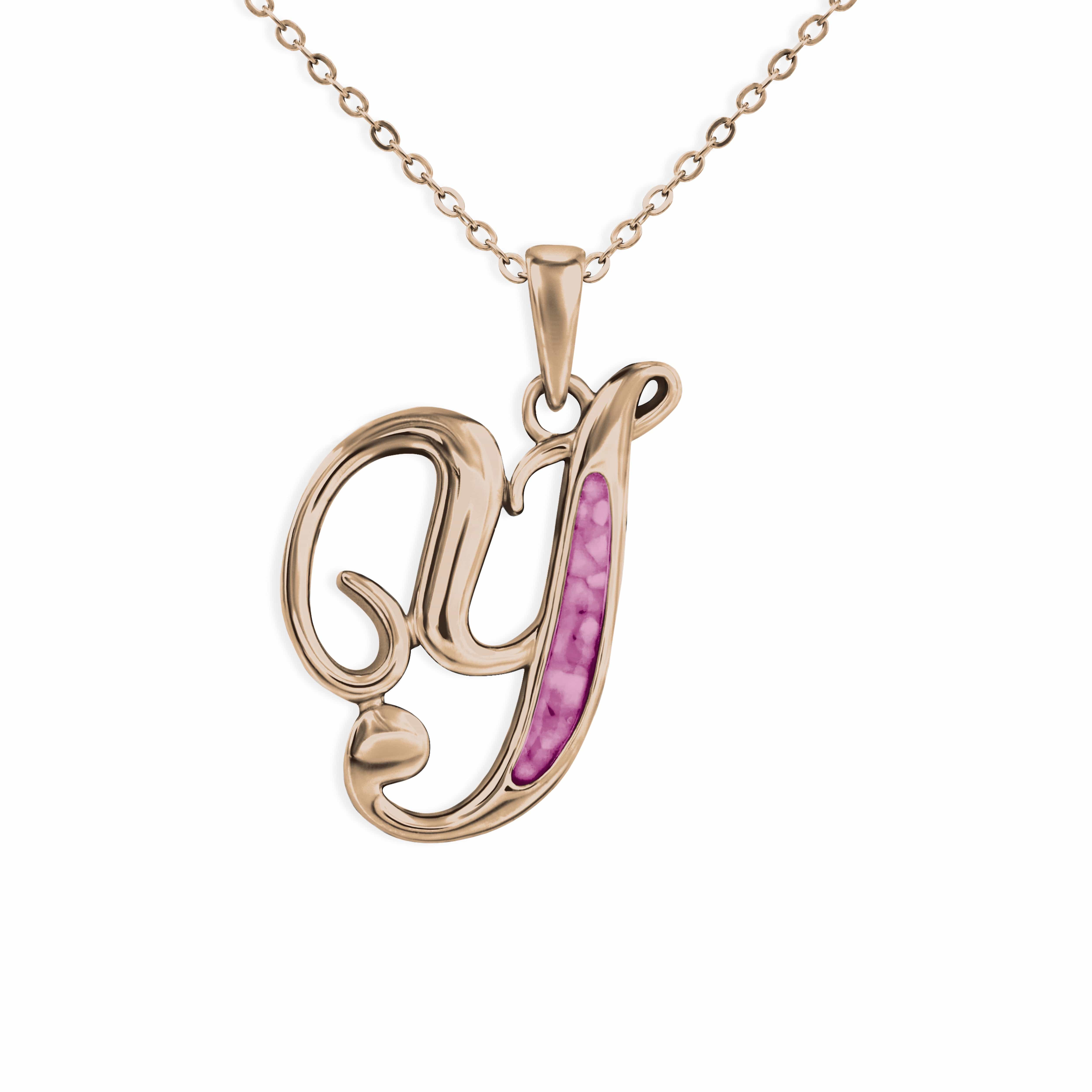 EverWith Alphabet Memorial Ashes Pendant - Letter Y 9k Rose Gold Violet