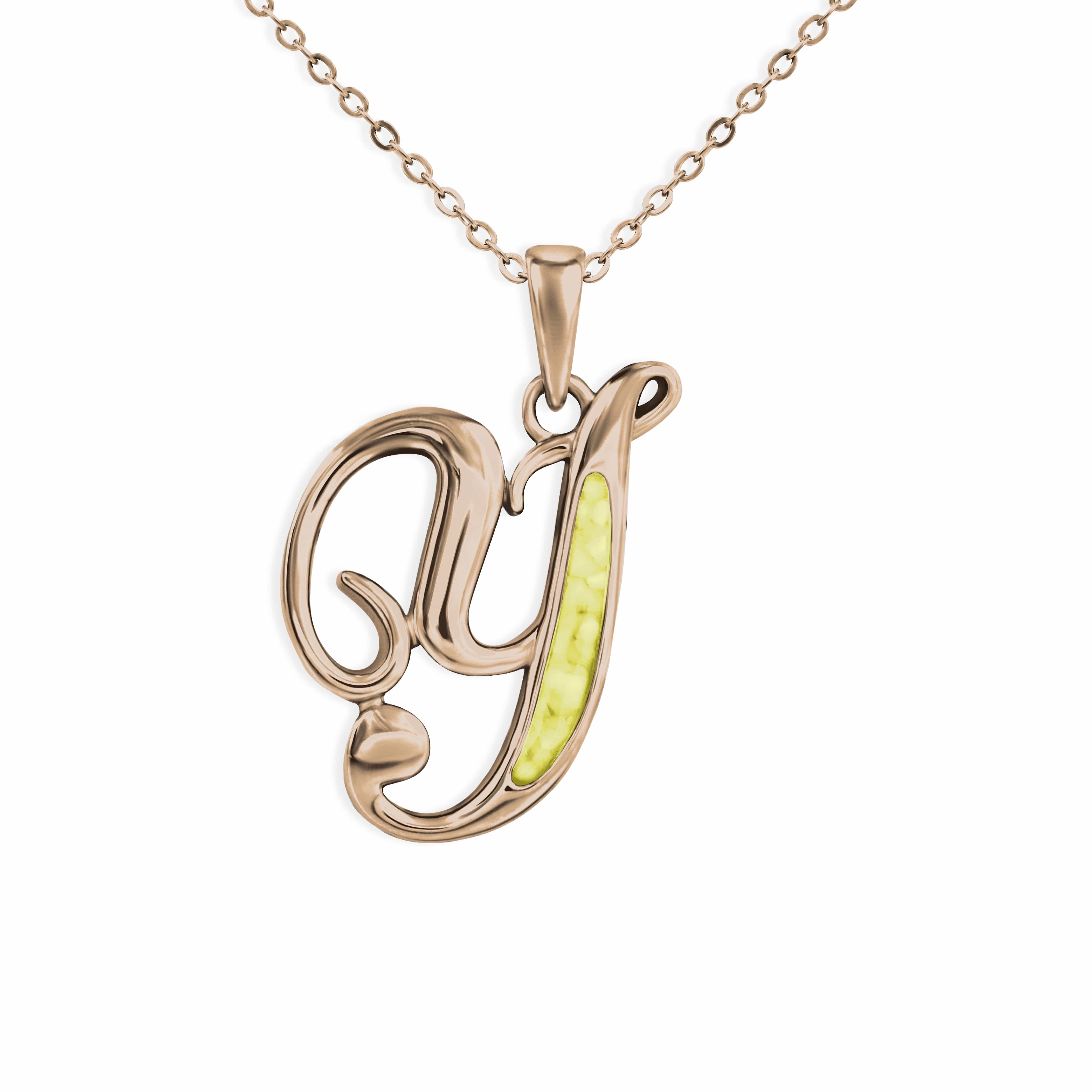 EverWith Alphabet Memorial Ashes Pendant - Letter Y 9k Rose Gold Yellow