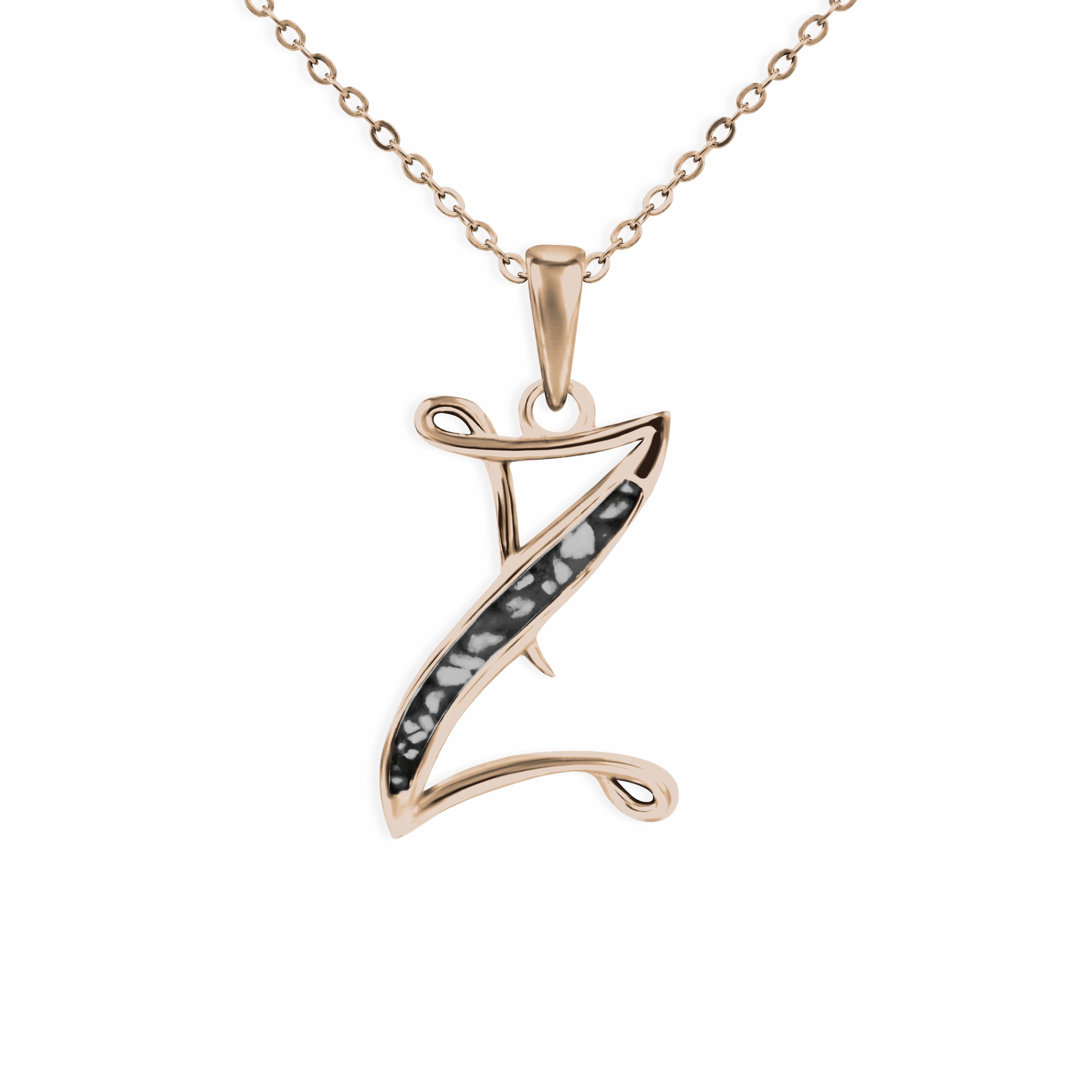 EverWith Alphabet Memorial Ashes Pendant - Letter Z 9k Rose Gold Black