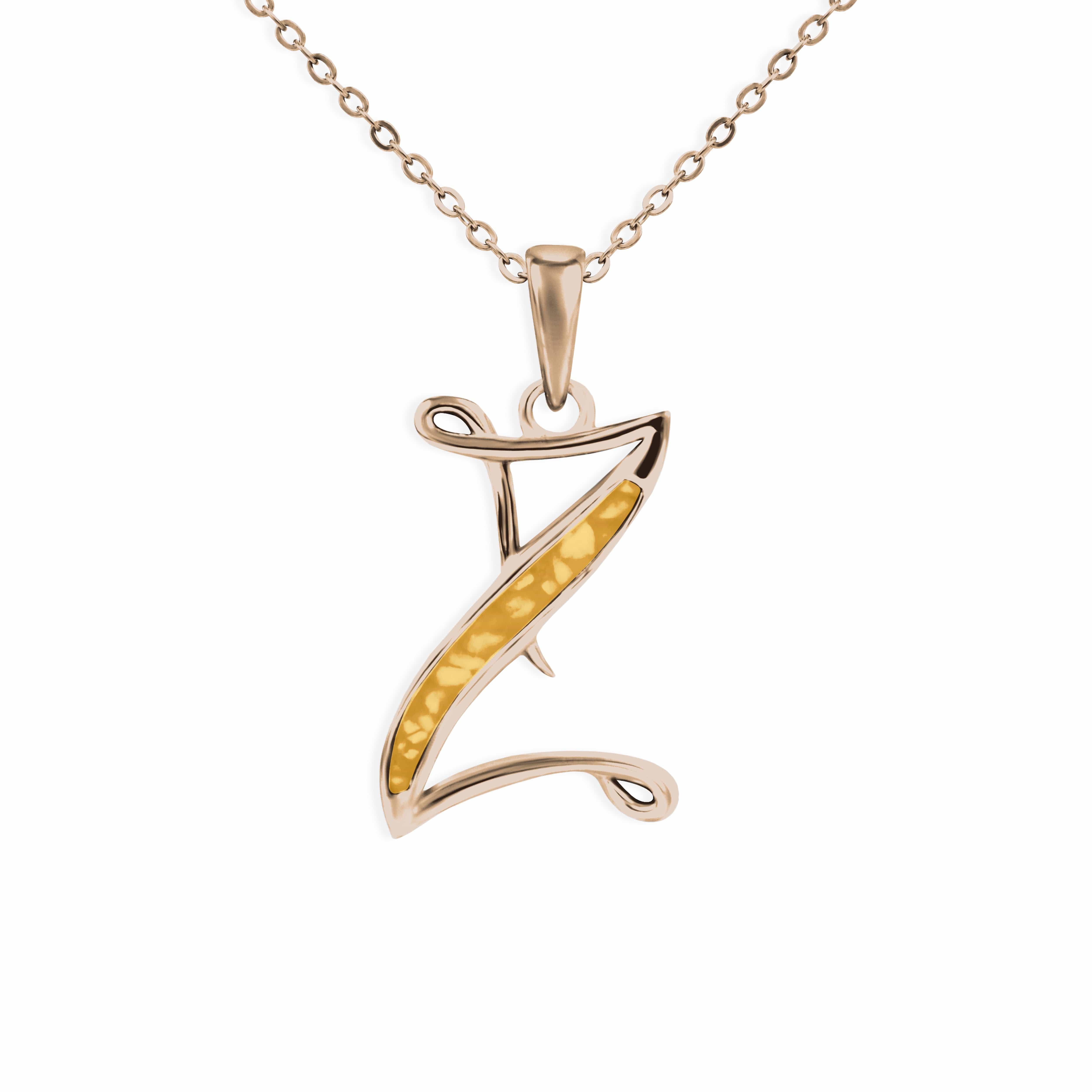 EverWith Alphabet Memorial Ashes Pendant - Letter Z 9k Rose Gold Orange