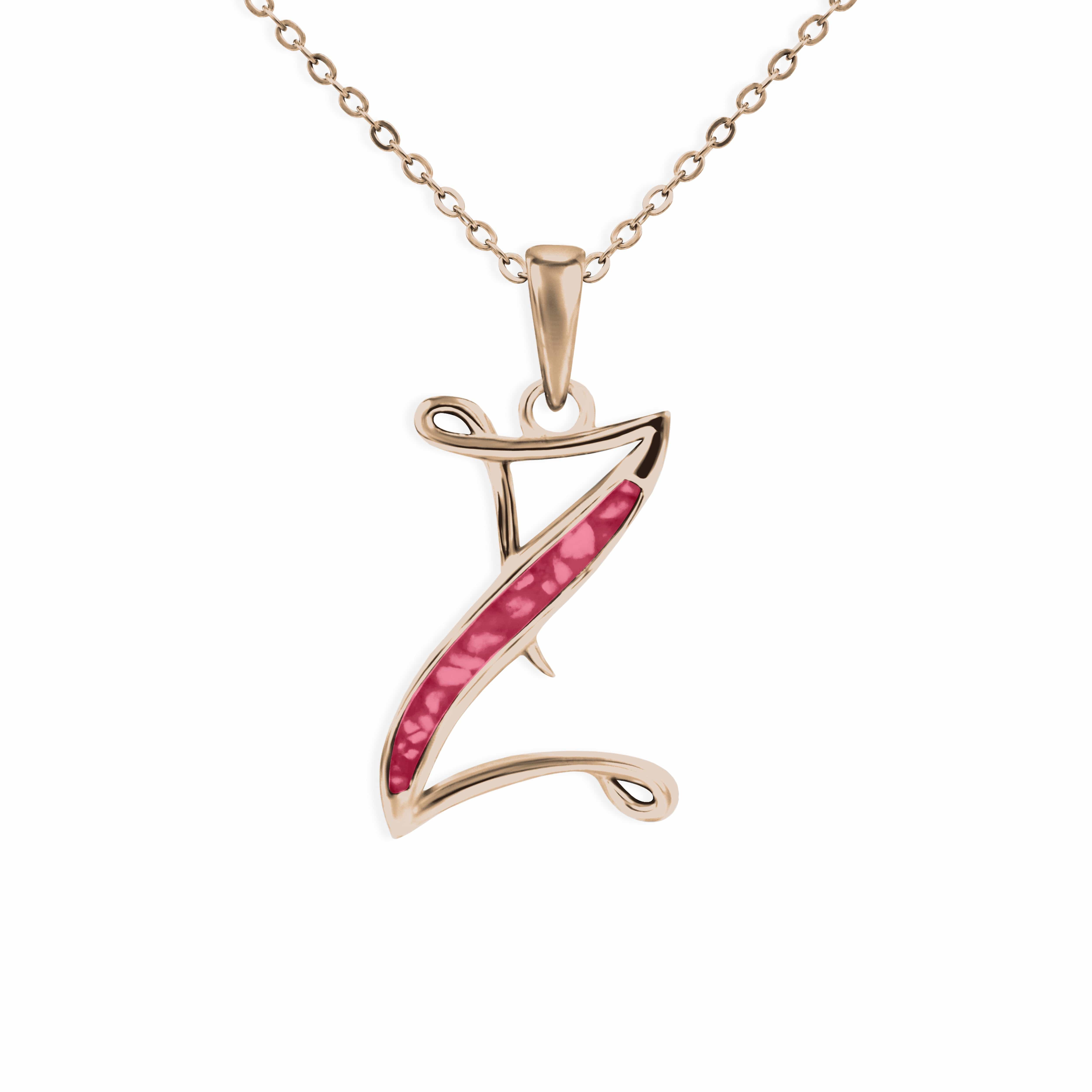 EverWith Alphabet Memorial Ashes Pendant - Letter Z 9k Rose Gold Red