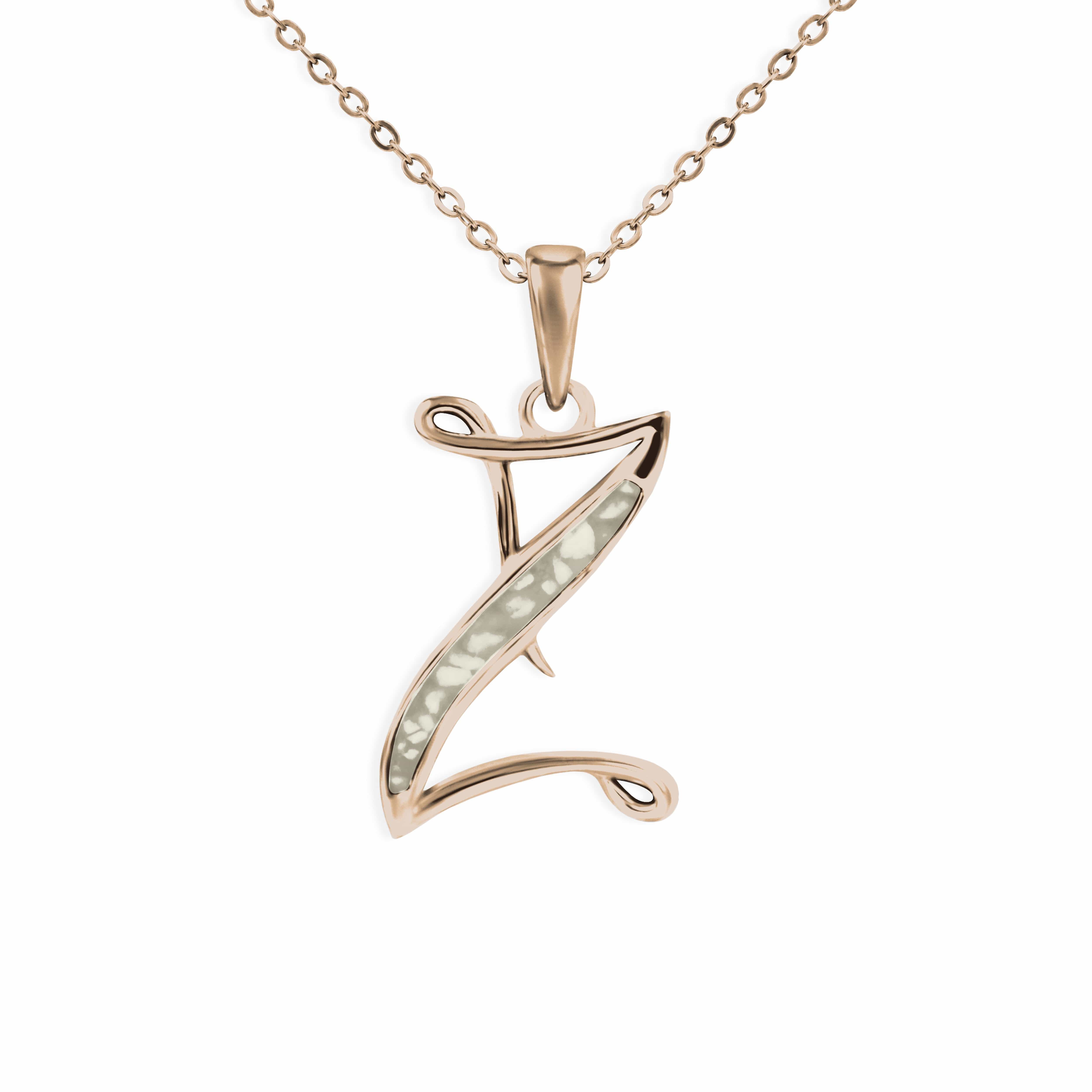 EverWith Alphabet Memorial Ashes Pendant - Letter Z 9k Rose Gold Transparent