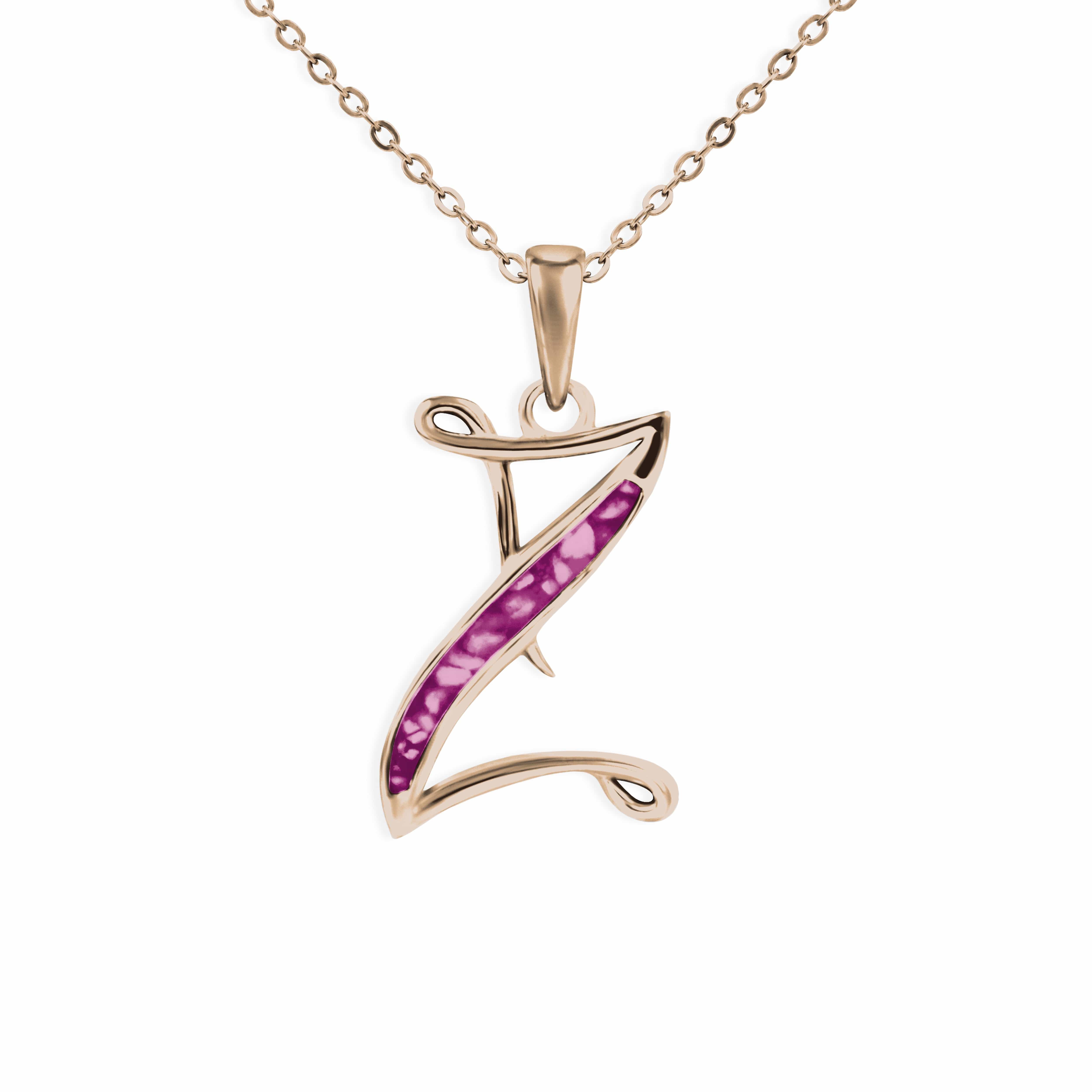 EverWith Alphabet Memorial Ashes Pendant - Letter Z 9k Rose Gold Violet