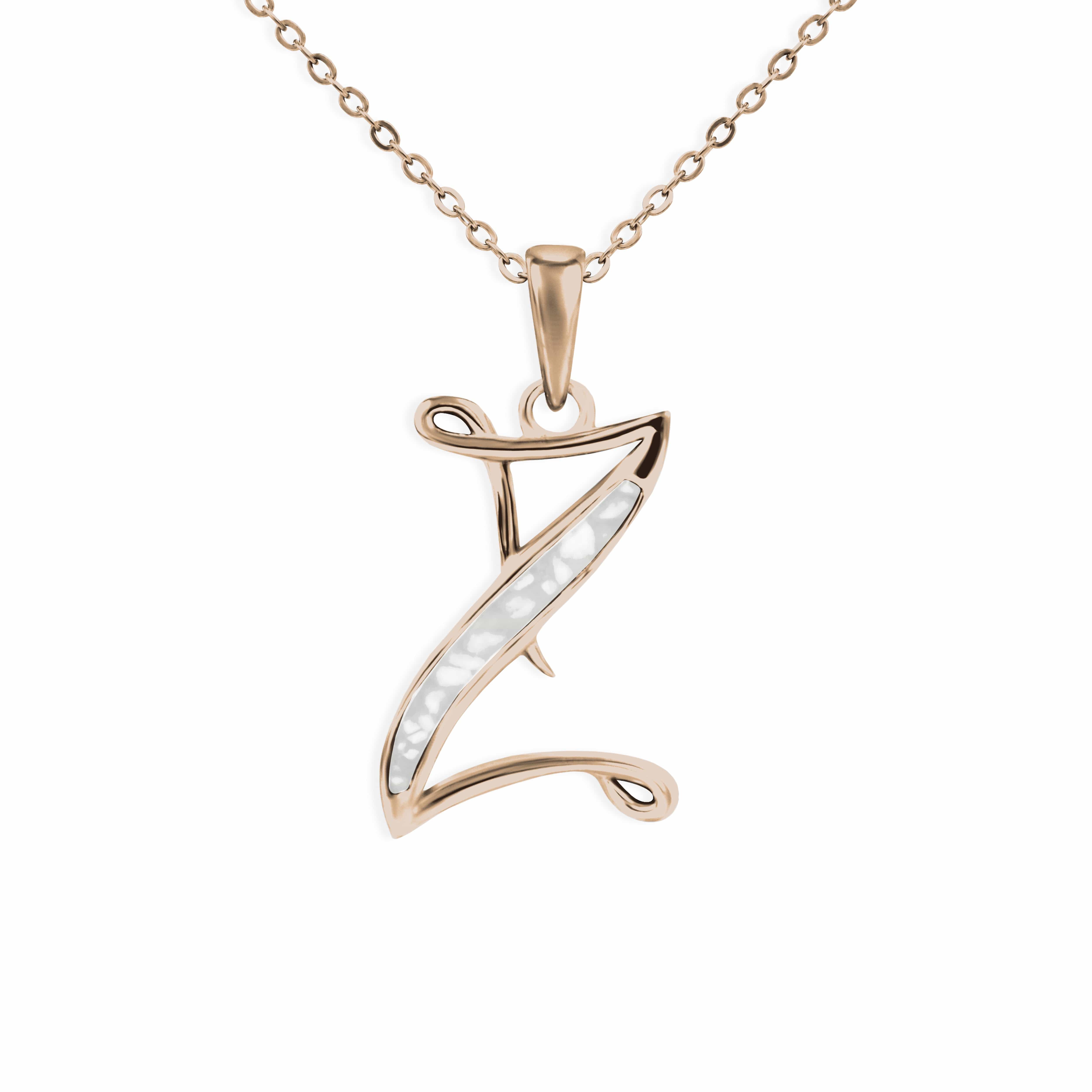 EverWith Alphabet Memorial Ashes Pendant - Letter Z 9k Rose Gold White