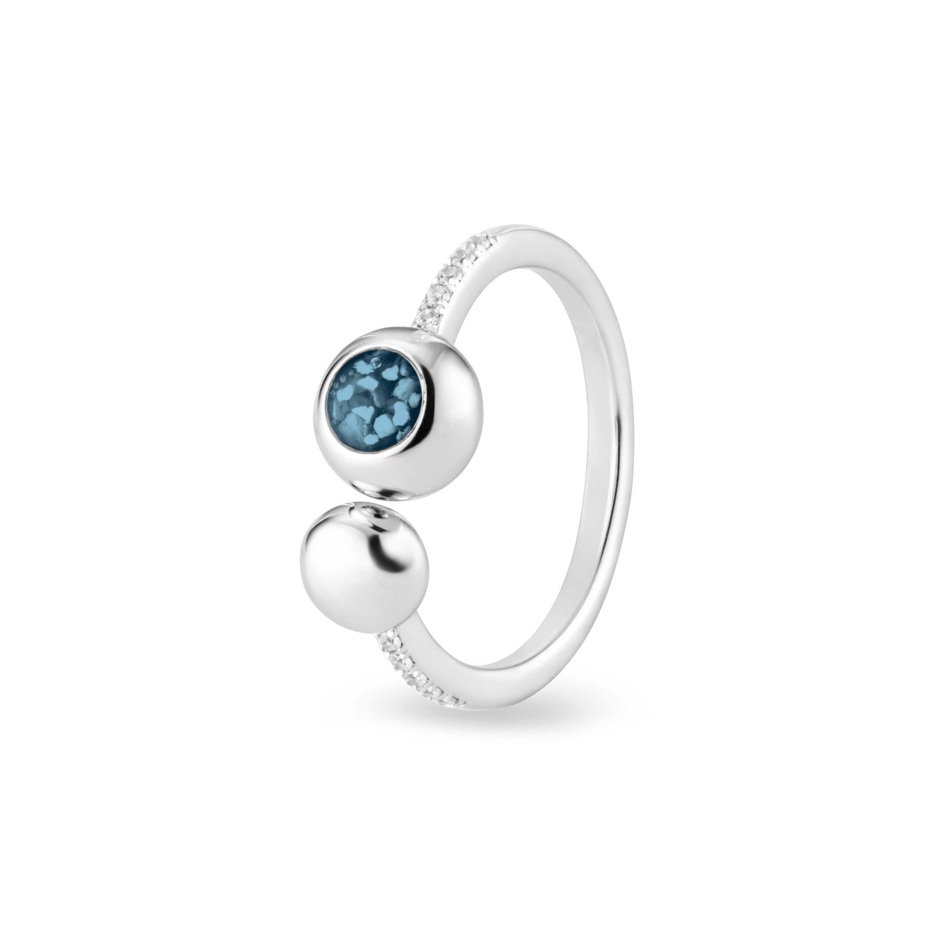 EverWith Ladies Rondure Array and Sphere Memorial Ashes Ring Blue