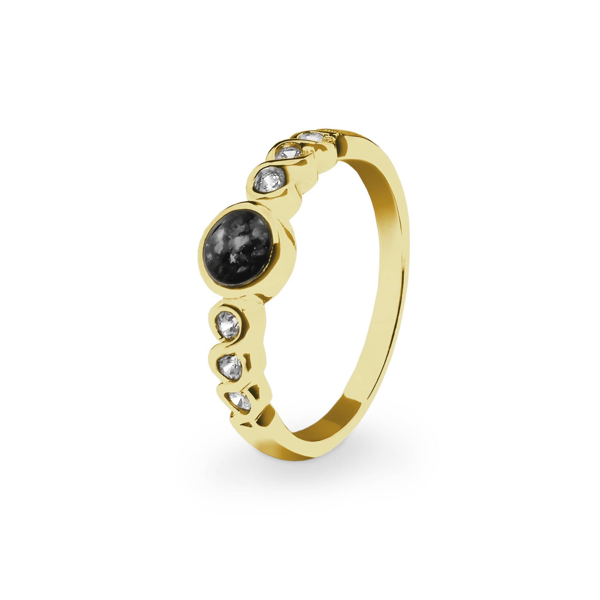 EverWith Ladies True Memorial Ashes Ring with Fine Crystals 9k Yellow Gold Black