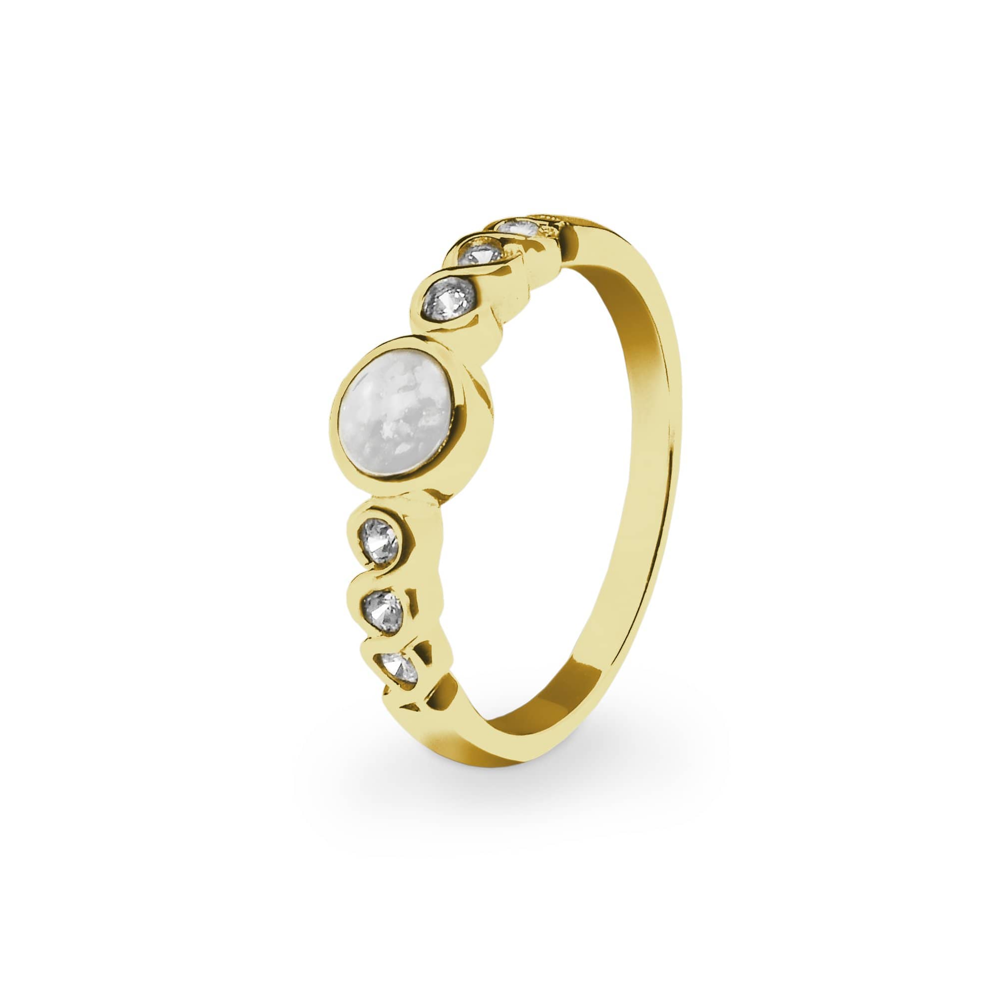 EverWith Ladies True Memorial Ashes Ring with Fine Crystals 9k Yellow Gold White