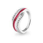 EverWith Ladies Oceans Memorial Ashes Ring with Fine Crystals Red
