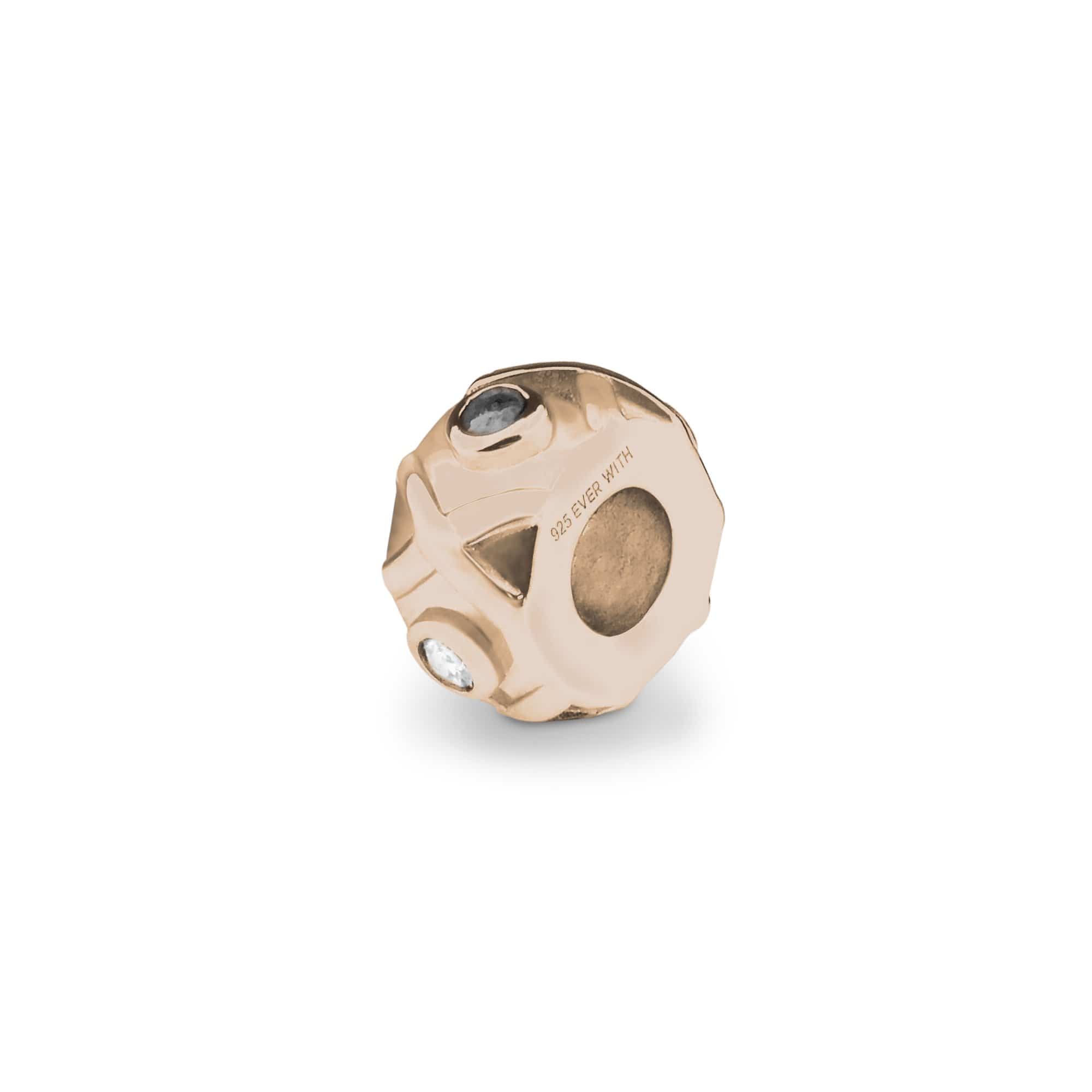 EverWith Peace Memorial Ashes Charm Bead with Fine Crystals 9k Rose Gold Black