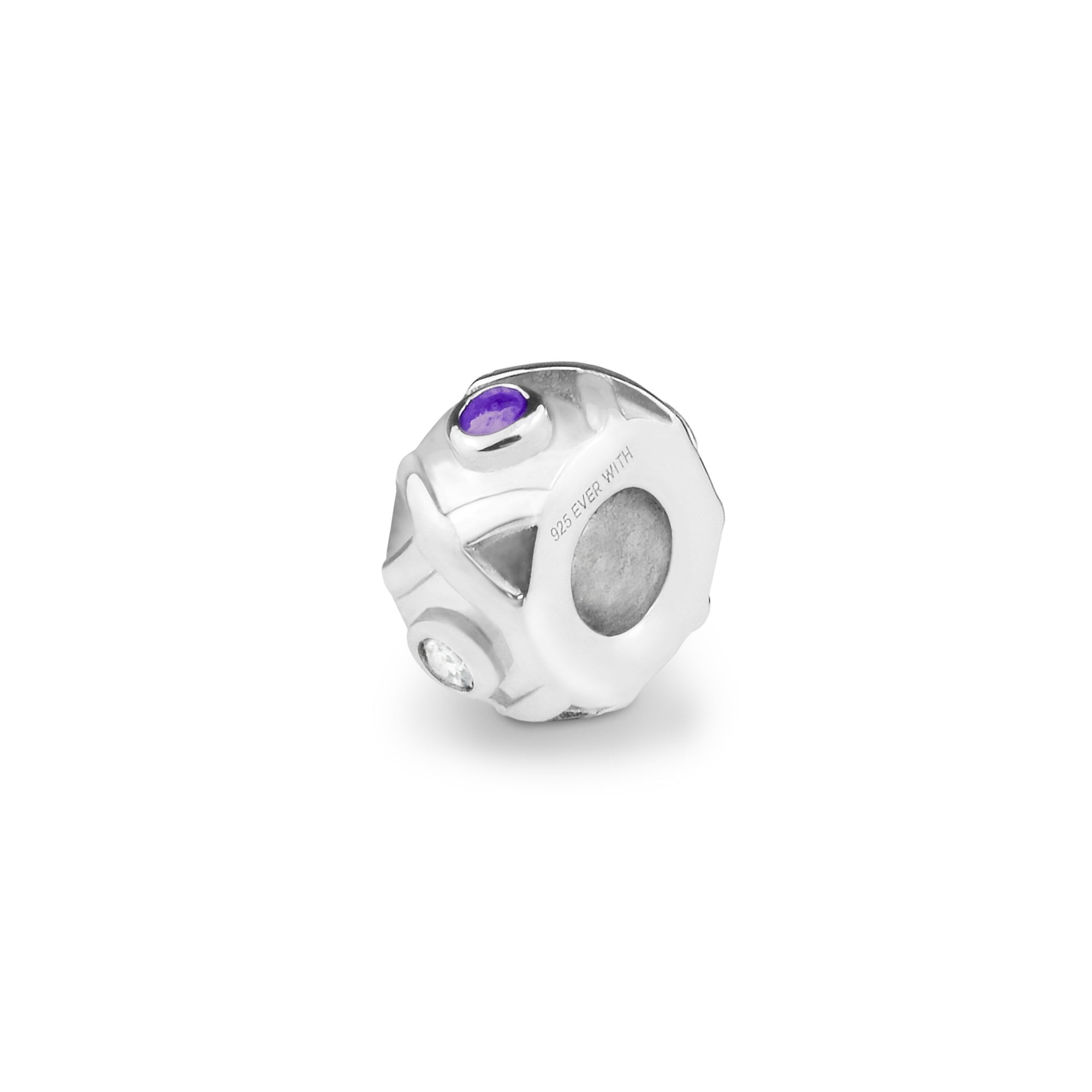 EverWith Peace Memorial Ashes Charm Bead with Fine Crystals Purple